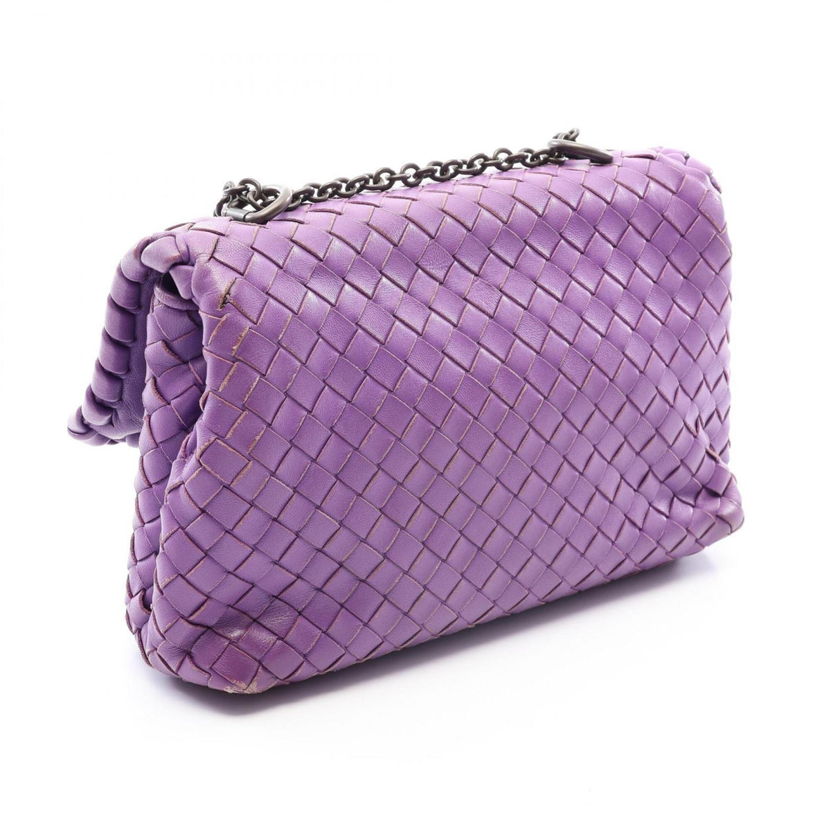 Bottega Veneta Intrecciato Purple Leather Shoulder Bag (Pre-Owned)