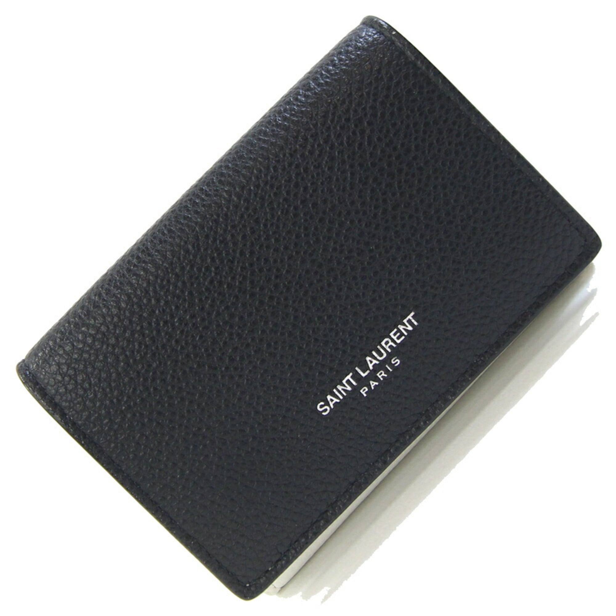 Saint Laurent Black White Leather Wallet (Tri-Fold) (Pre-Owned)