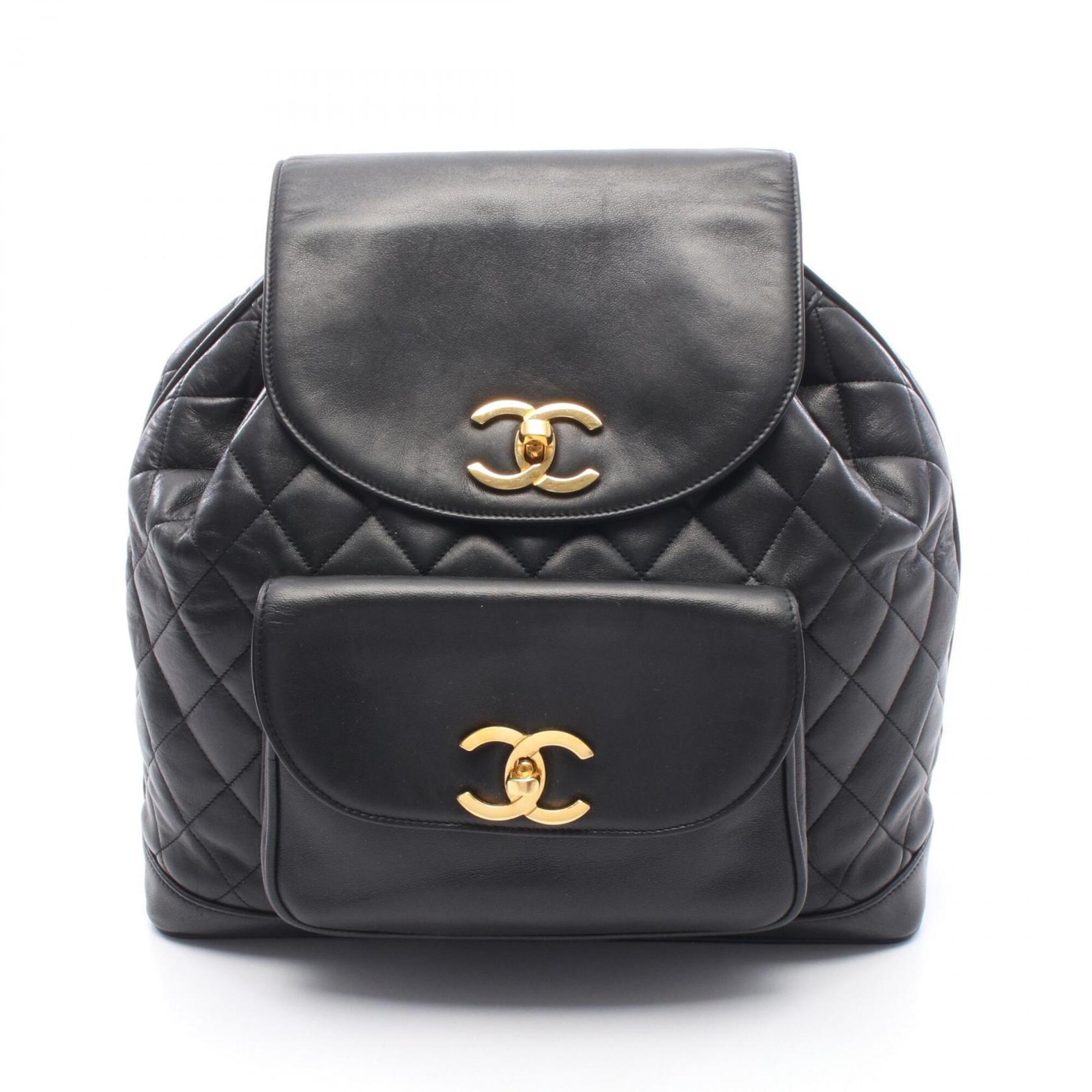 Chanel Black Leather Backpack Handbag (Pre-Owned)