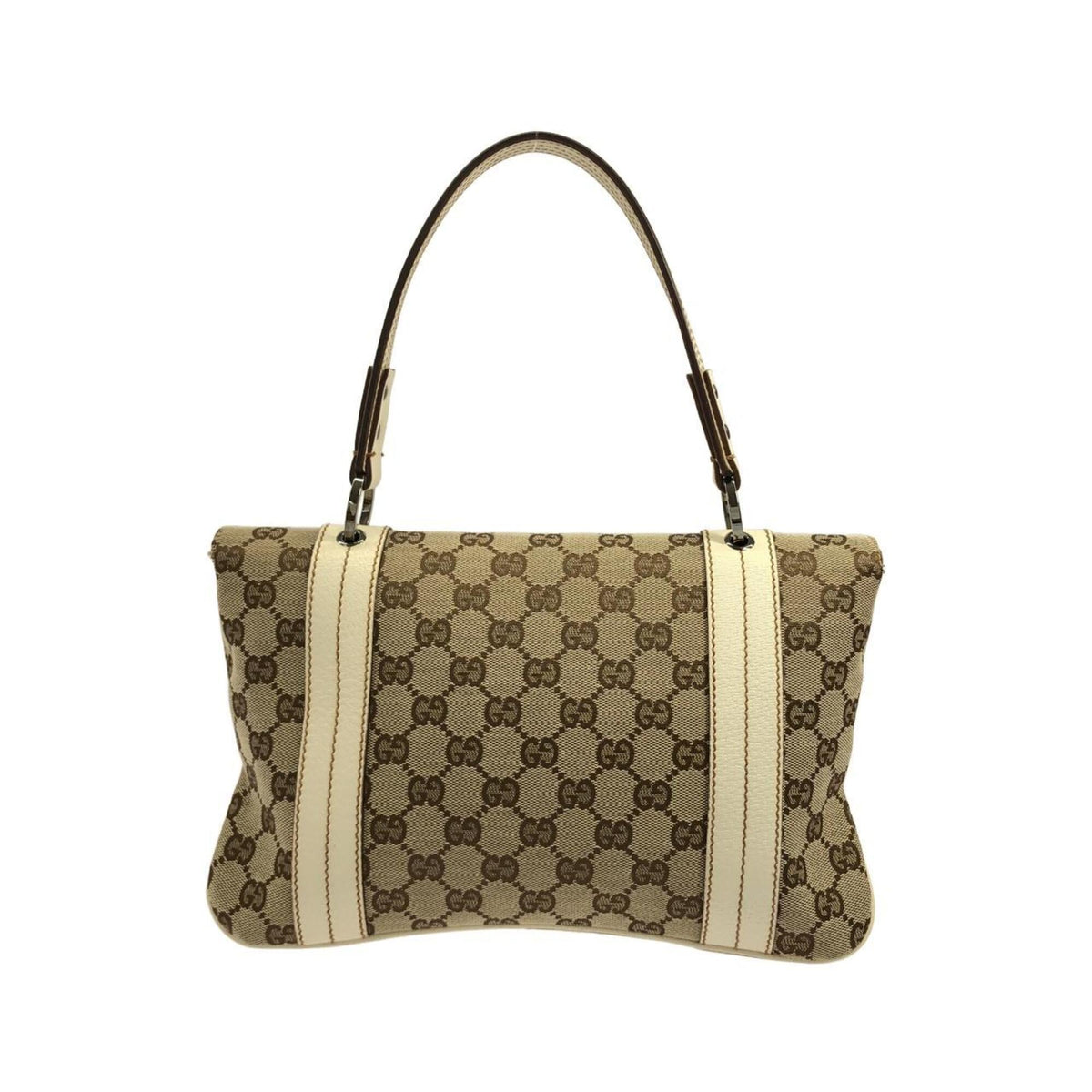 Gucci Beige White Gg Canvas Handbag (Pre-Owned)