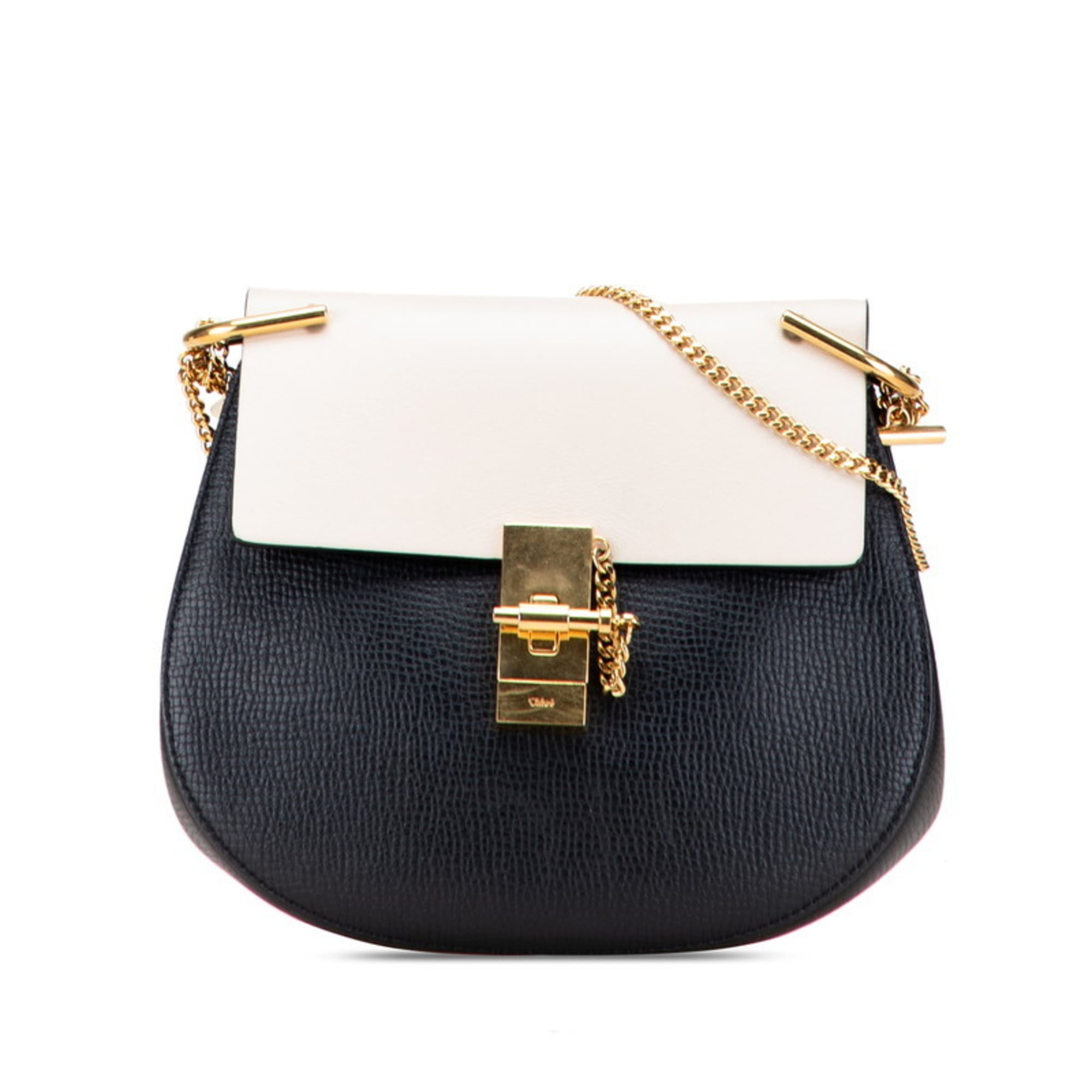 Chloé Beige Black Leather Shoulder Bag (Pre-Owned)