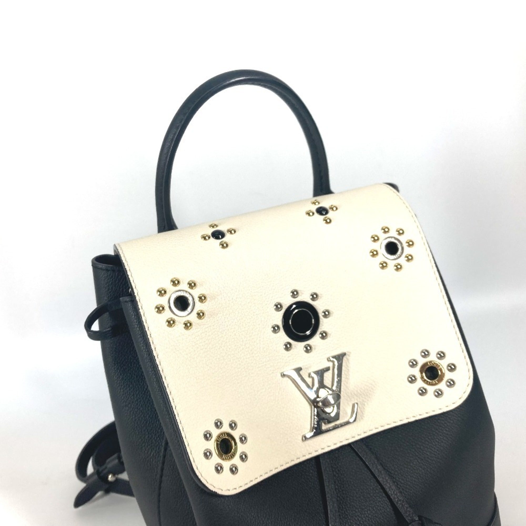 Louis Vuitton Black White Leather Backpack (Pre-Owned)