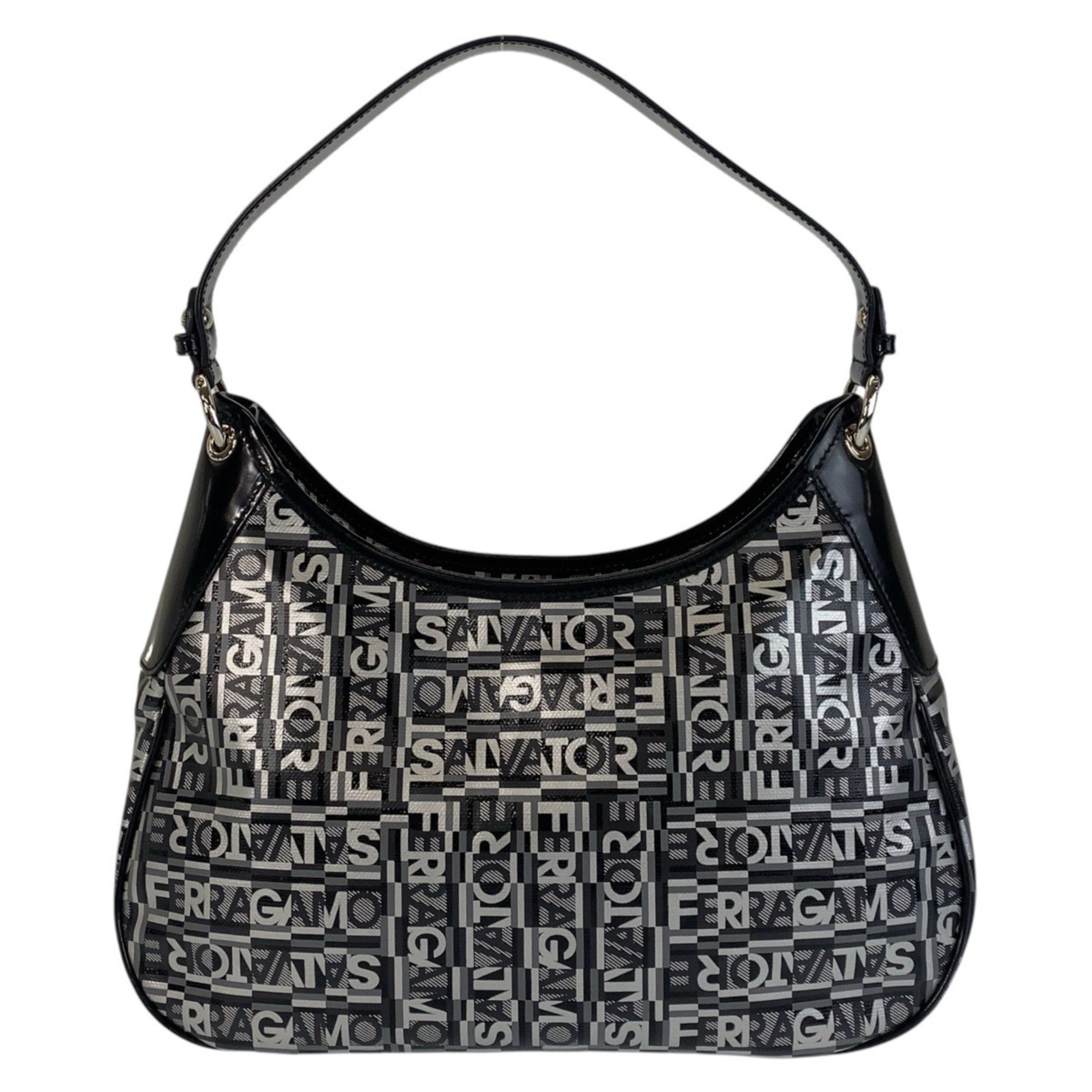 Salvatore Ferragamo Black Gray Pvc Shoulder Bag (Pre-Owned)