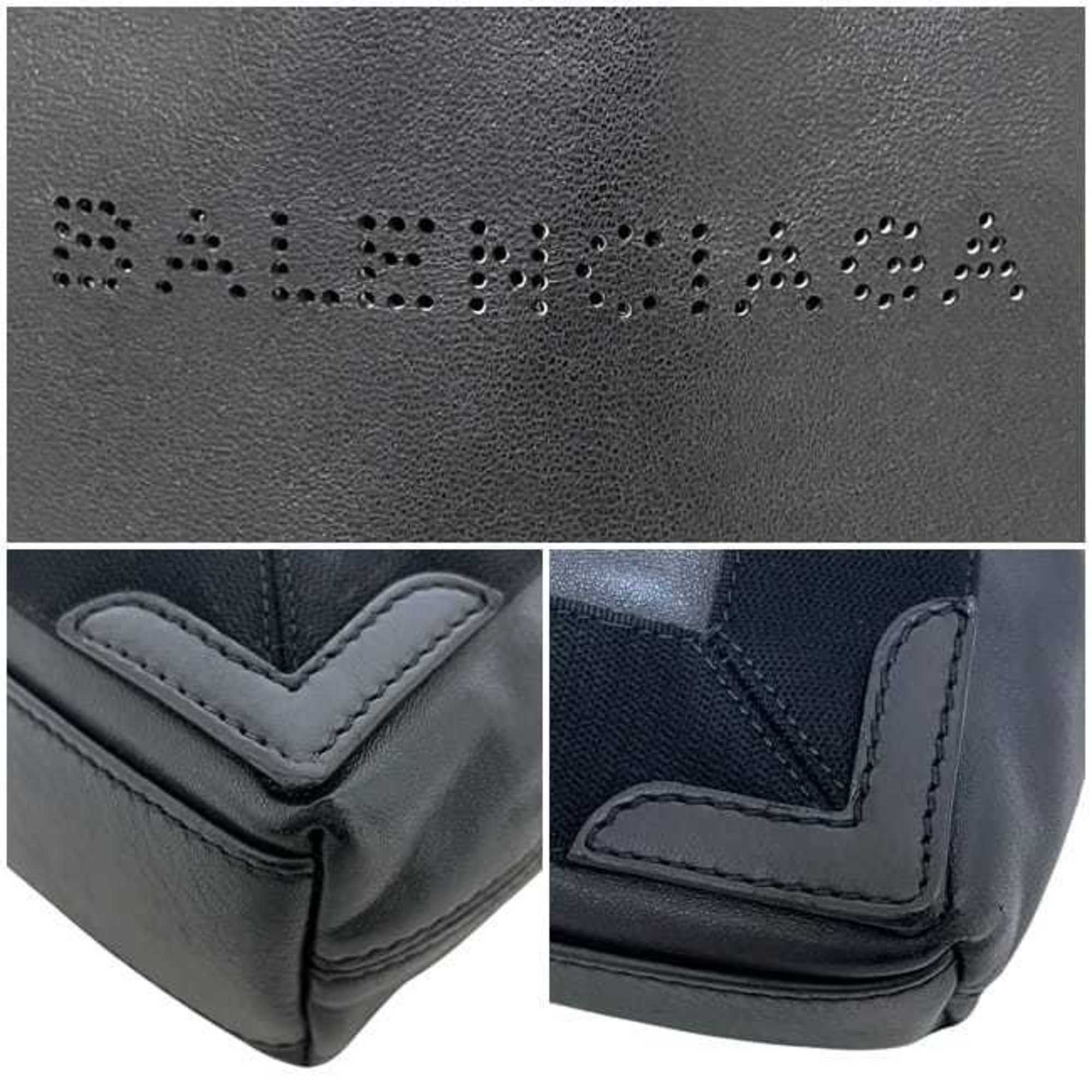 Balenciaga Black Leather Handbag Pouch Shoulder Bag Tote Bag (Pre-Owned)