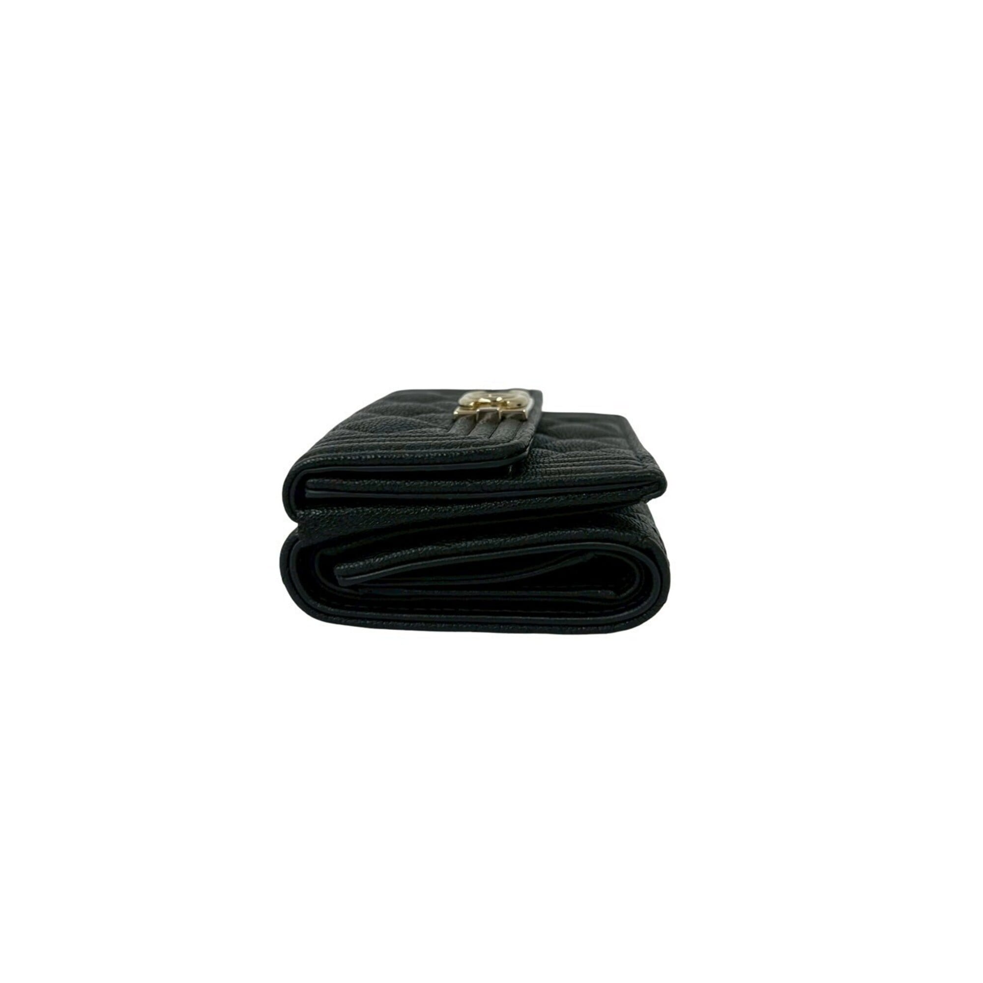 Chanel Black Grained Calfskin Wallet (Tri-Fold) (Pre-Owned)
