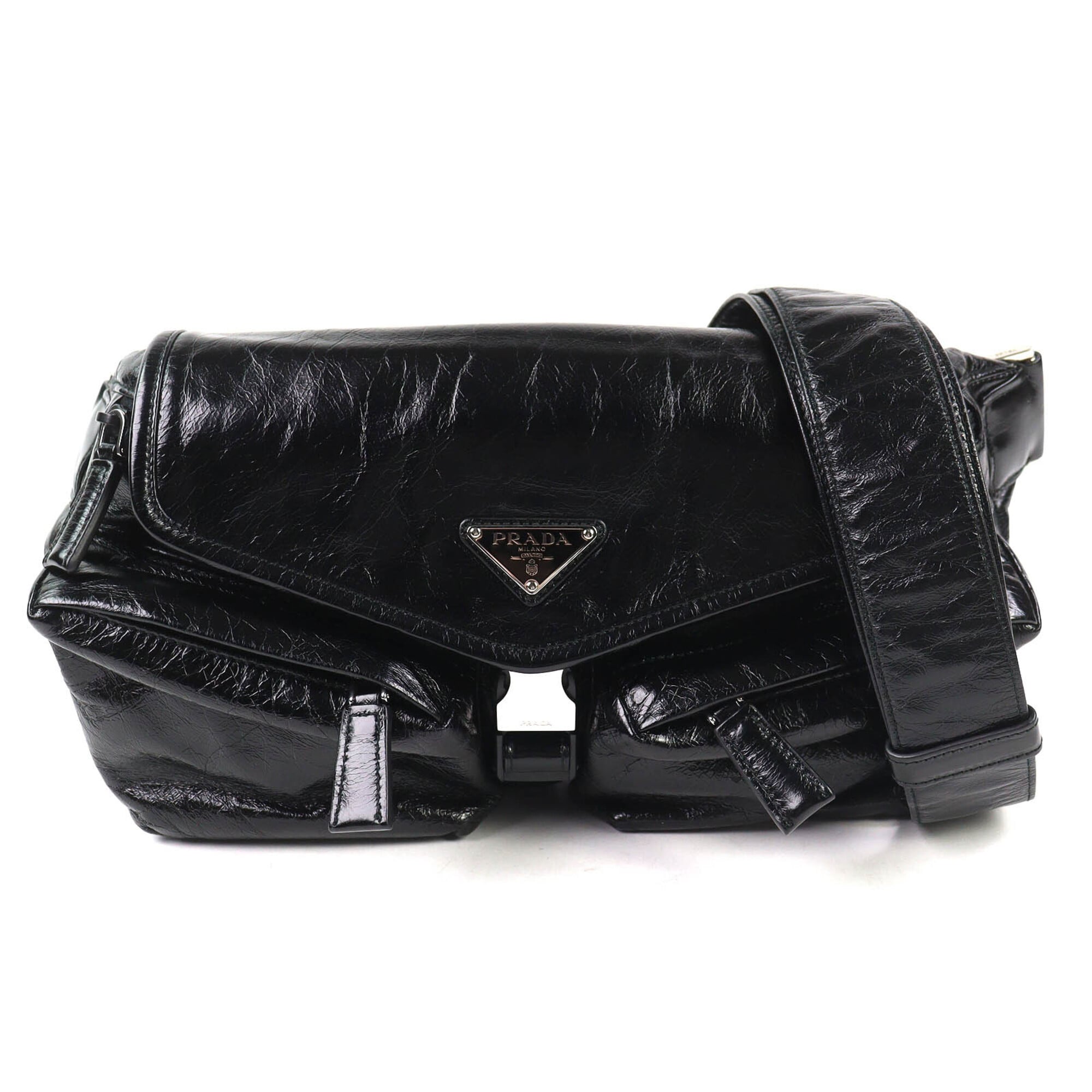 Prada Black Leather Shoulder Bag Sling Bag (Pre-Owned)