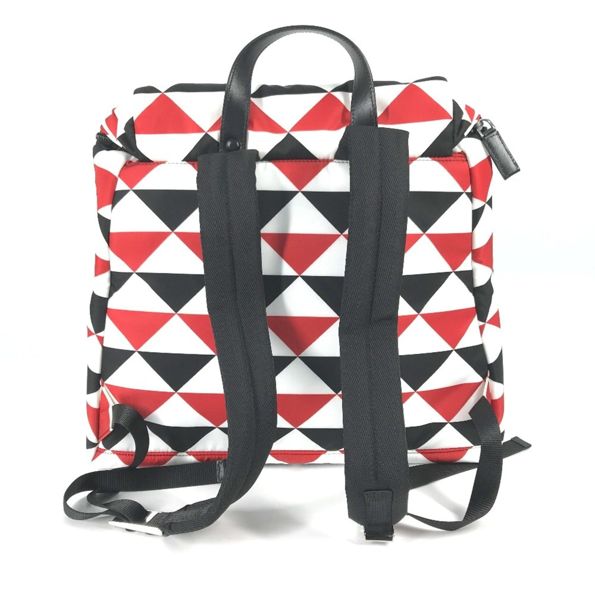 Prada Black Red Color White Nylon Backpack (Pre-Owned)