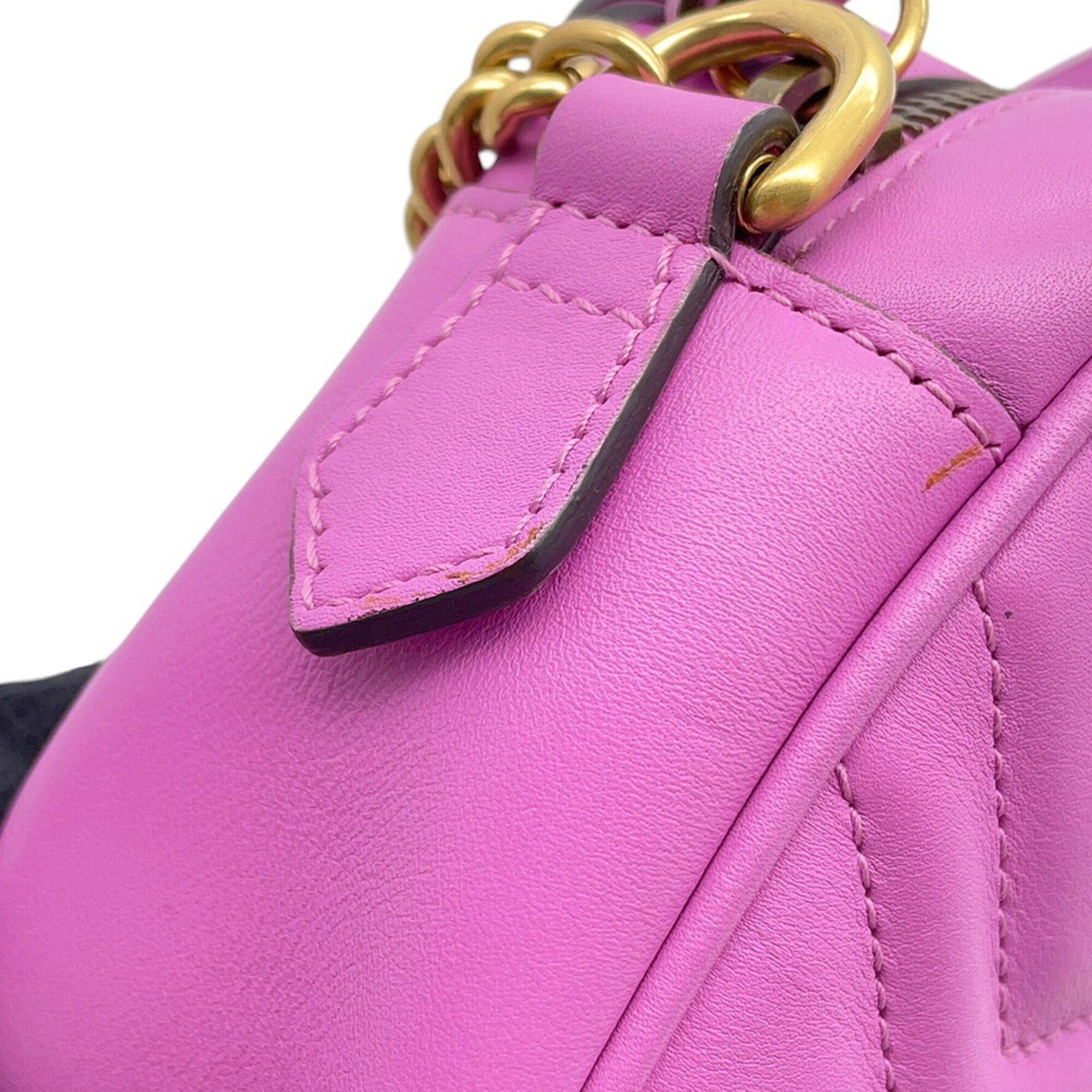 Gucci Gg Marmont Purple Leather Handbag Shoulder Bag (Pre-Owned)