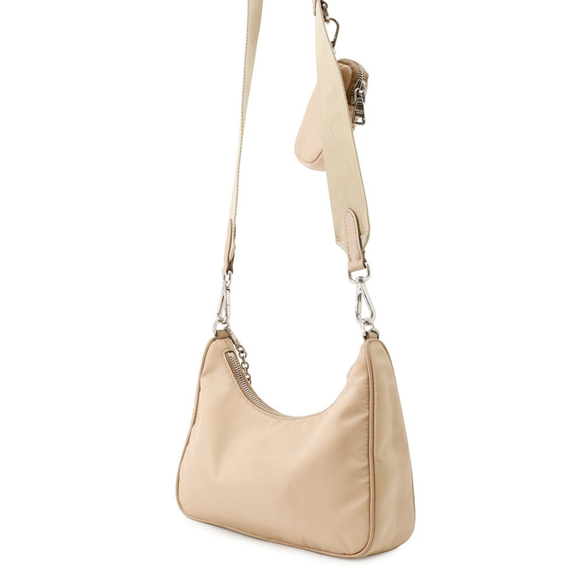 Prada Beige Nylon Handbag Shoulder Bag (Pre-Owned)
