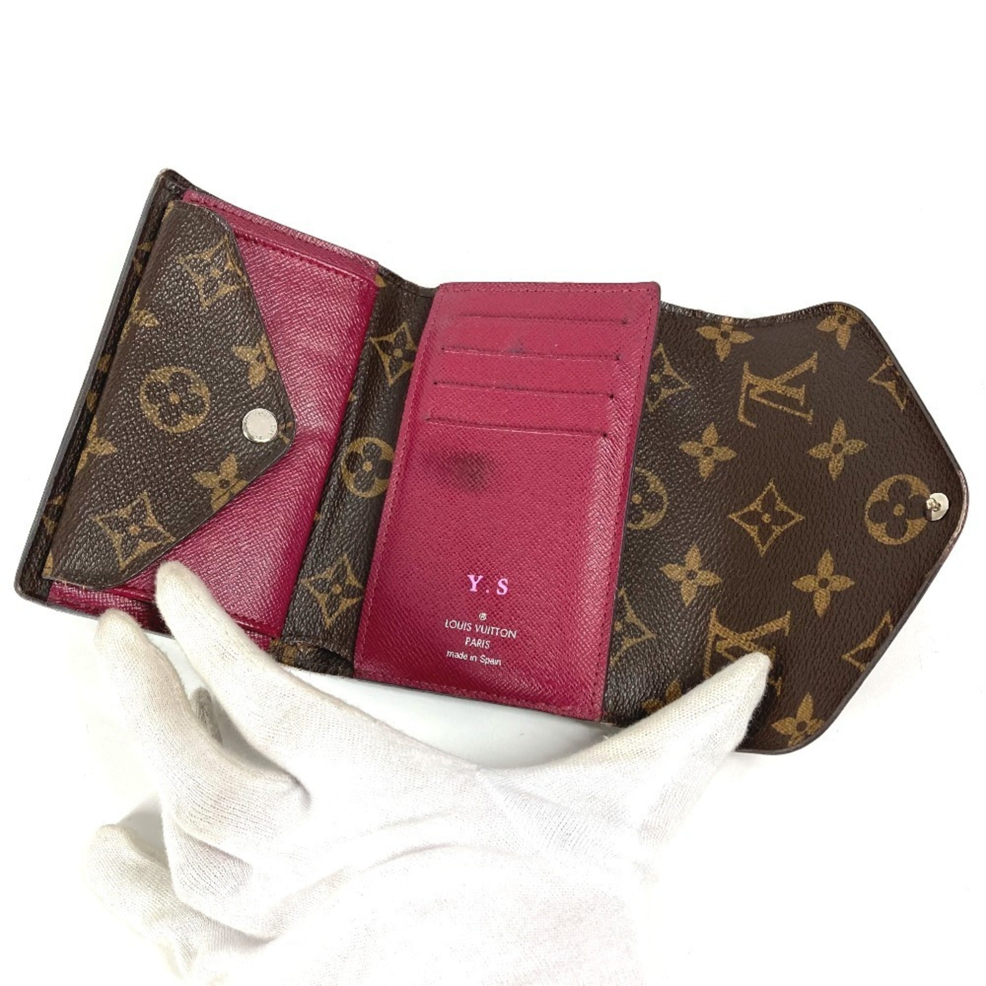 Louis Vuitton Monogram Brown Fuchsia Pink Pink Monogram Epi Leather Wallet (Tri-Fold) (Pre-Owned)