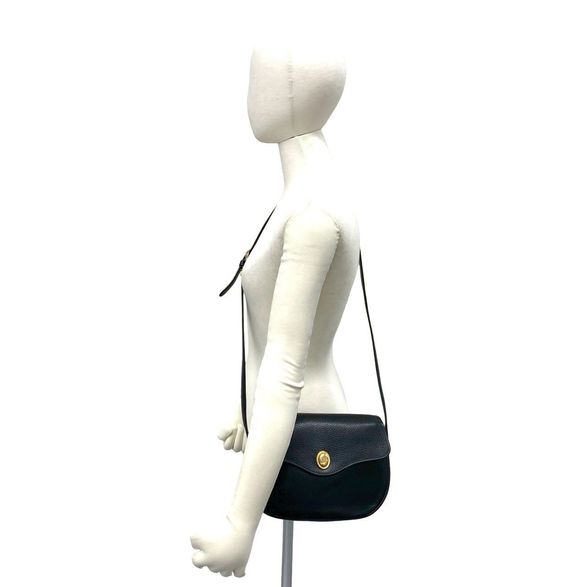 Christian Dior Black Leather Pochette Shoulder Bag (Pre-Owned)