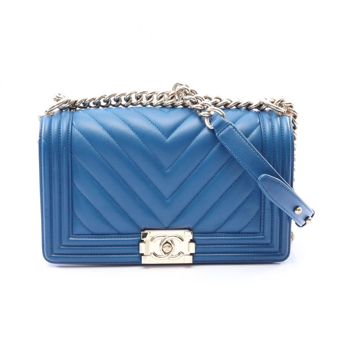 Chanel Blue Leather Handbag Shoulder Bag (Pre-Owned)