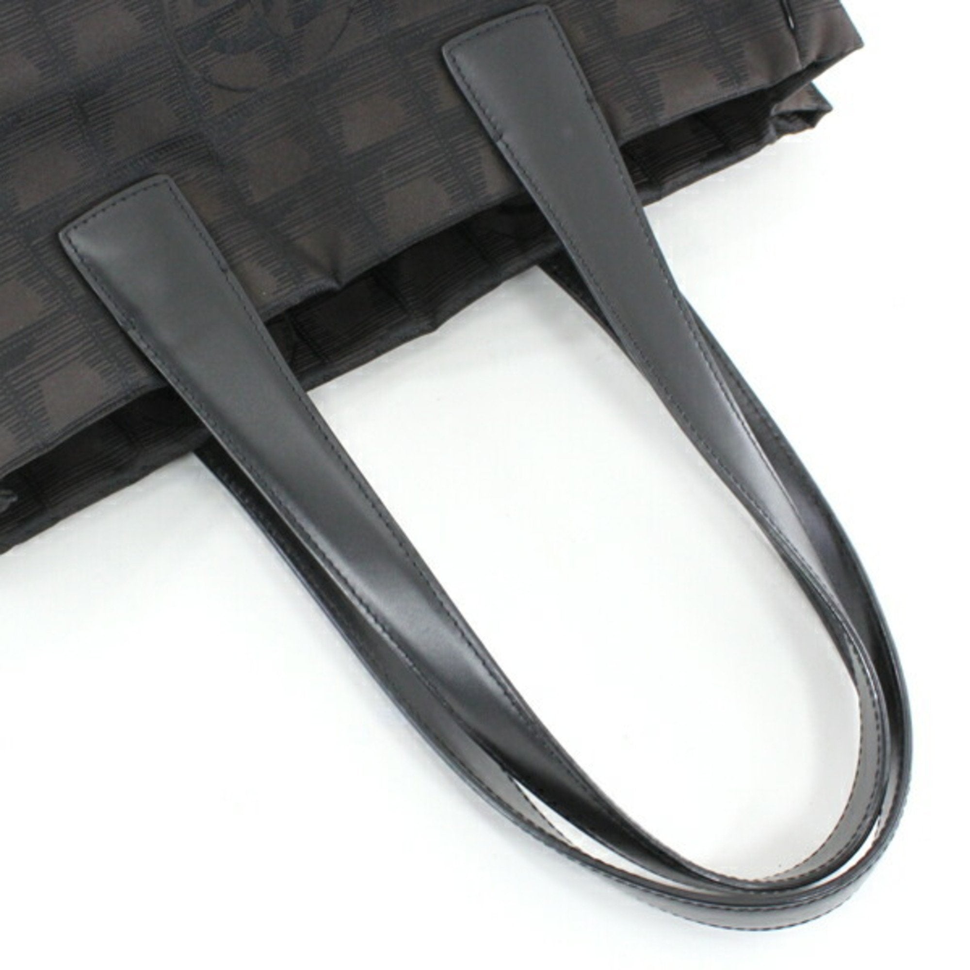 Chanel Brown Dark Brown New Travel Line Leather Handbag Tote Bag (Pre-Owned)