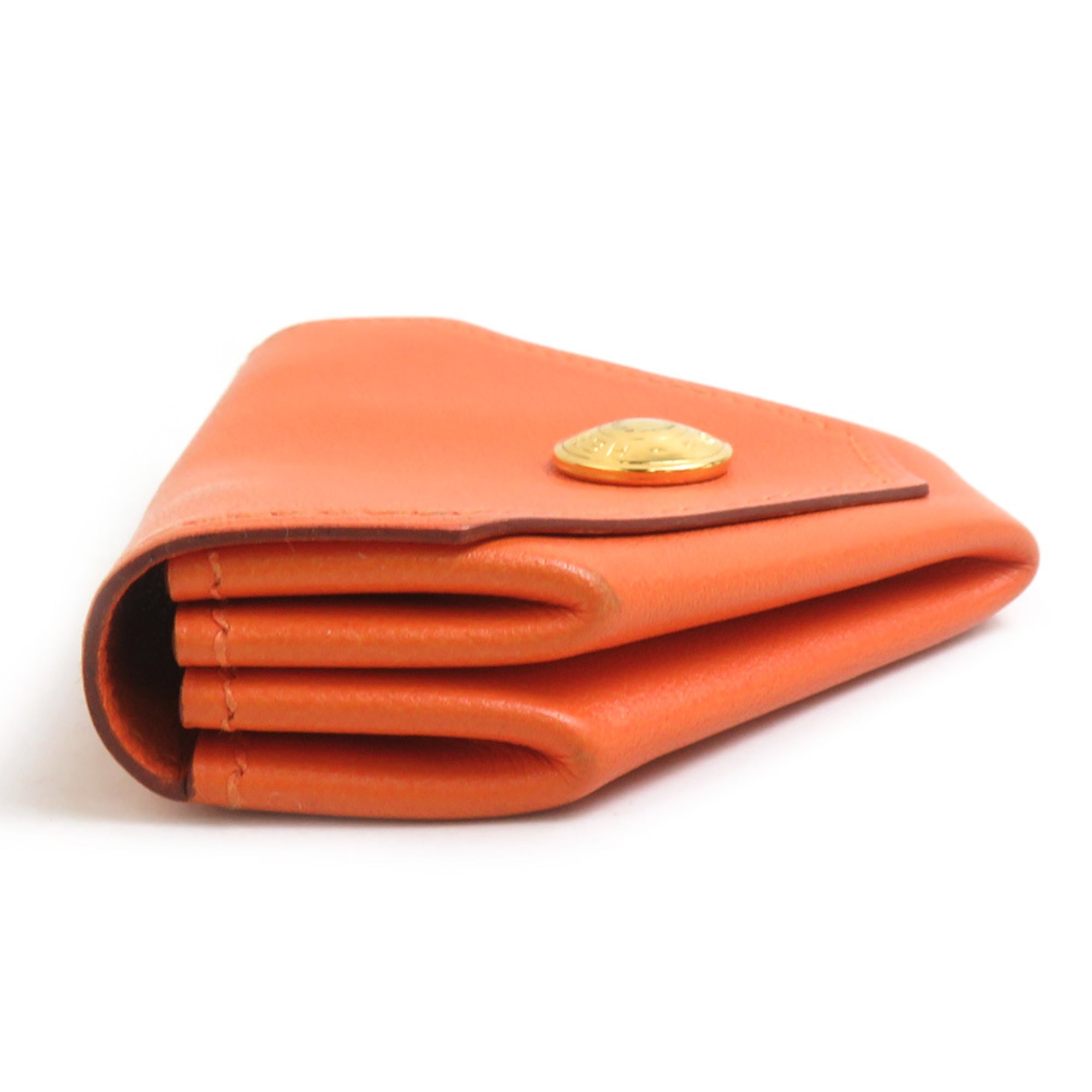 Hermes Orange Leather Coin Purse/Coin Case (Pre-Owned)