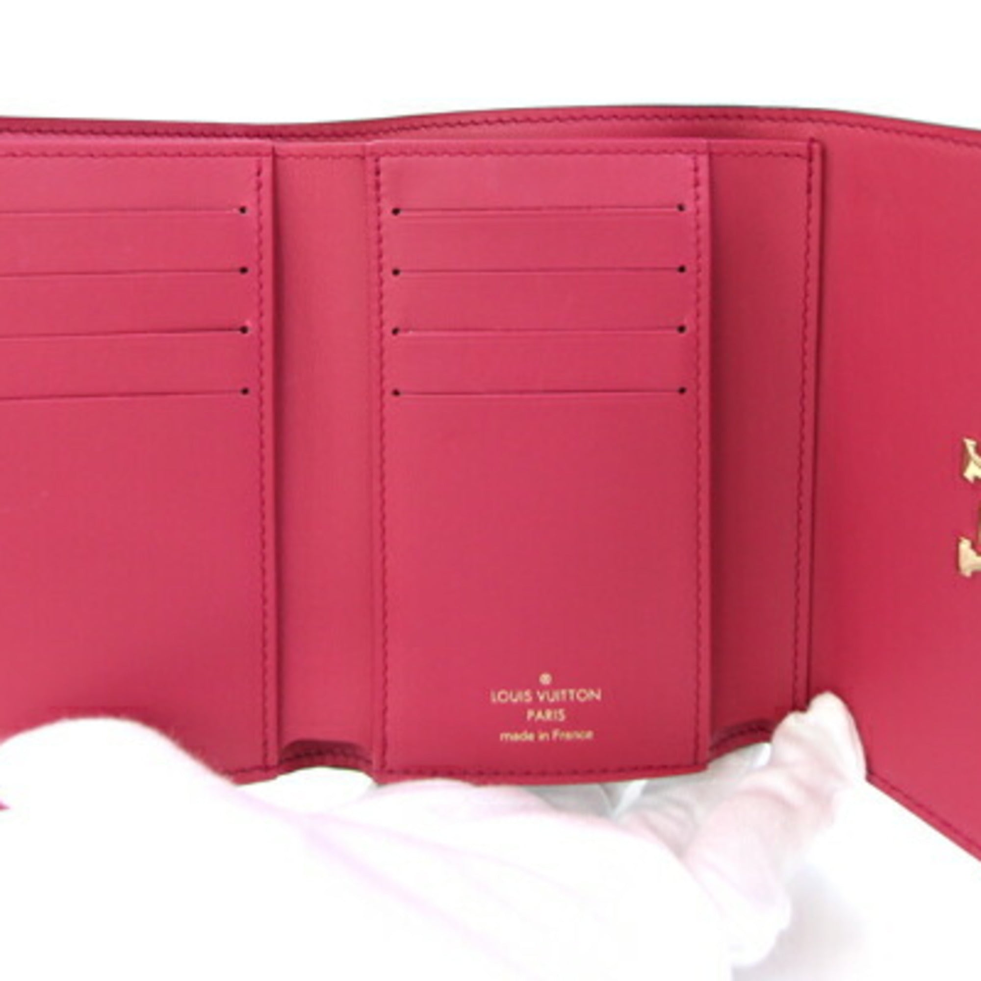 Louis Vuitton Bicolor Hot Pink Noir Leather Wallet (Tri-Fold) (Pre-Owned)