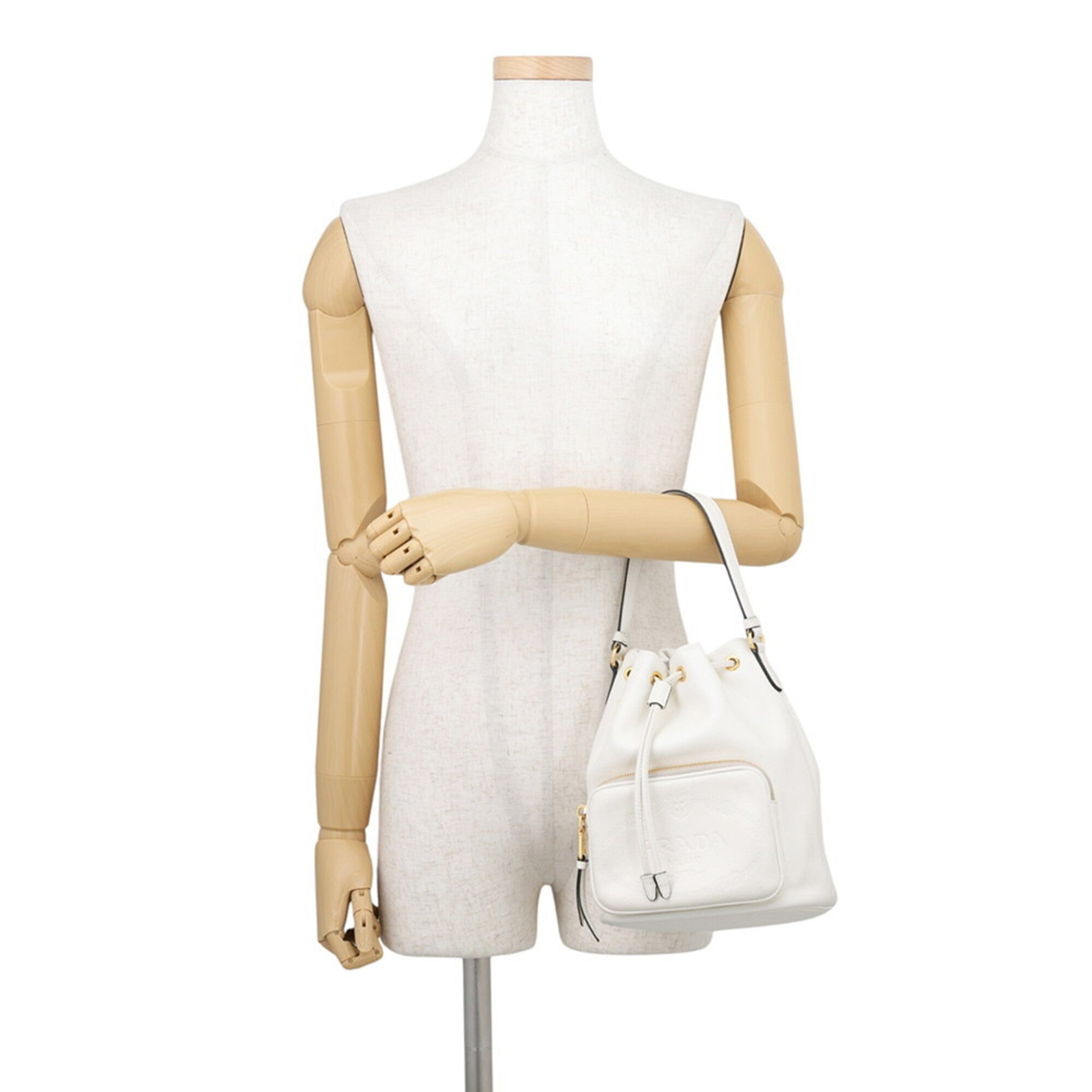 Prada White Leather Handbag Shoulder Bag (Pre-Owned)