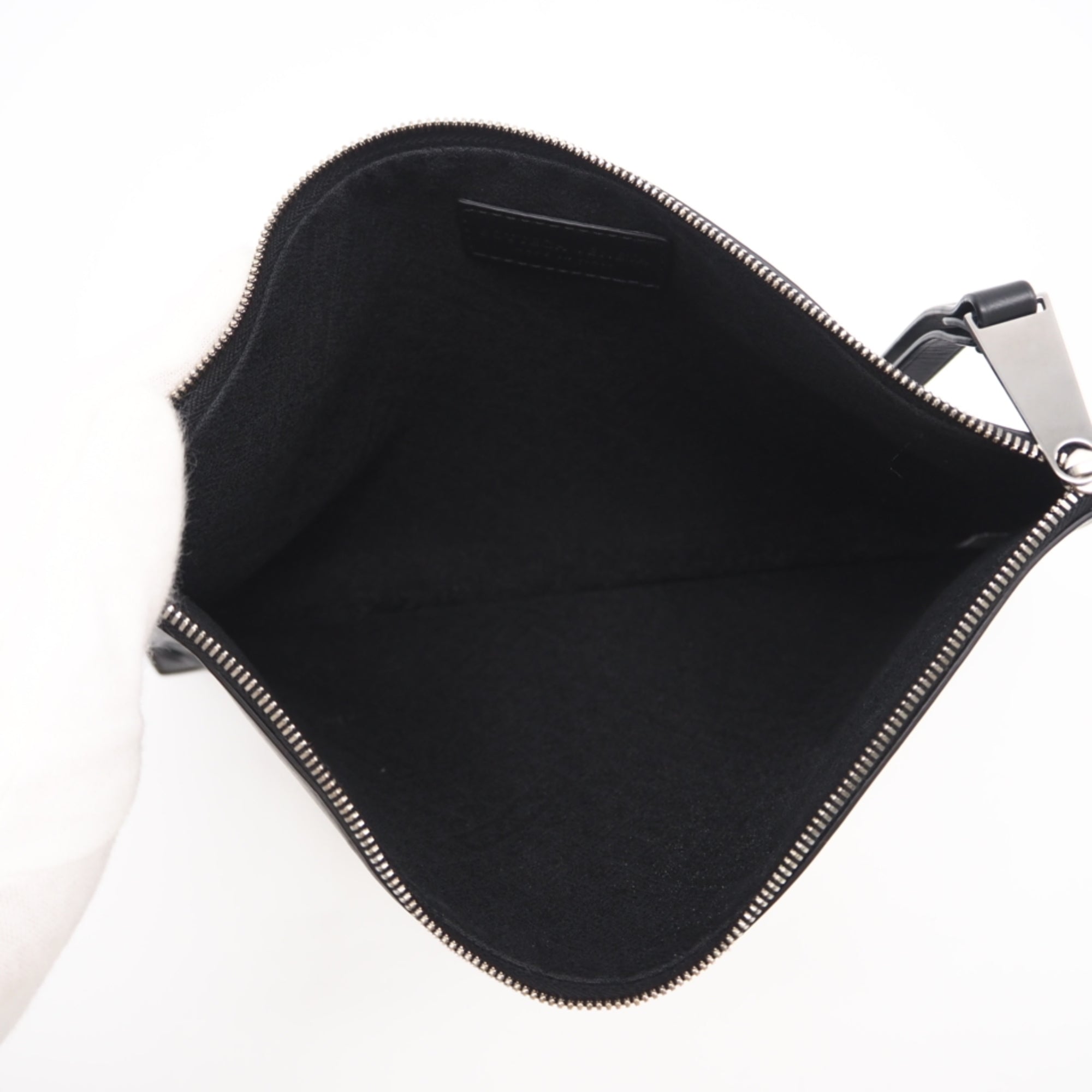 Bottega Veneta Black Blue Leather Nylon Clutch Bag (Pre-Owned)