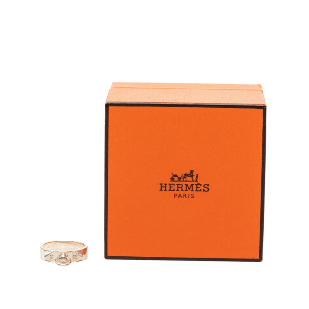 Hermes Cyan Silver 925 Band Ring (Pre-Owned)