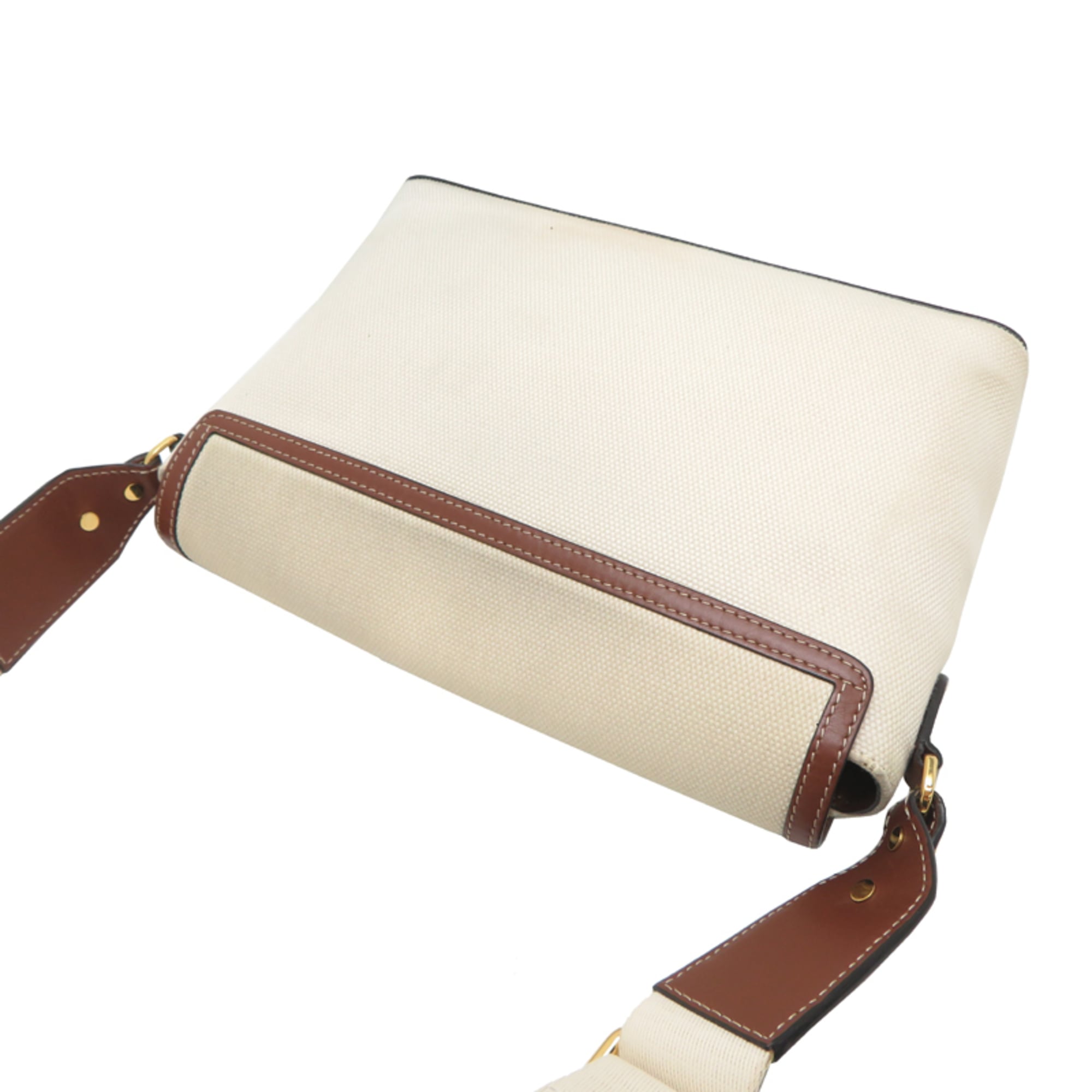 Burberry Beige Brown Canvas Leather Shoulder Bag (Pre-Owned)