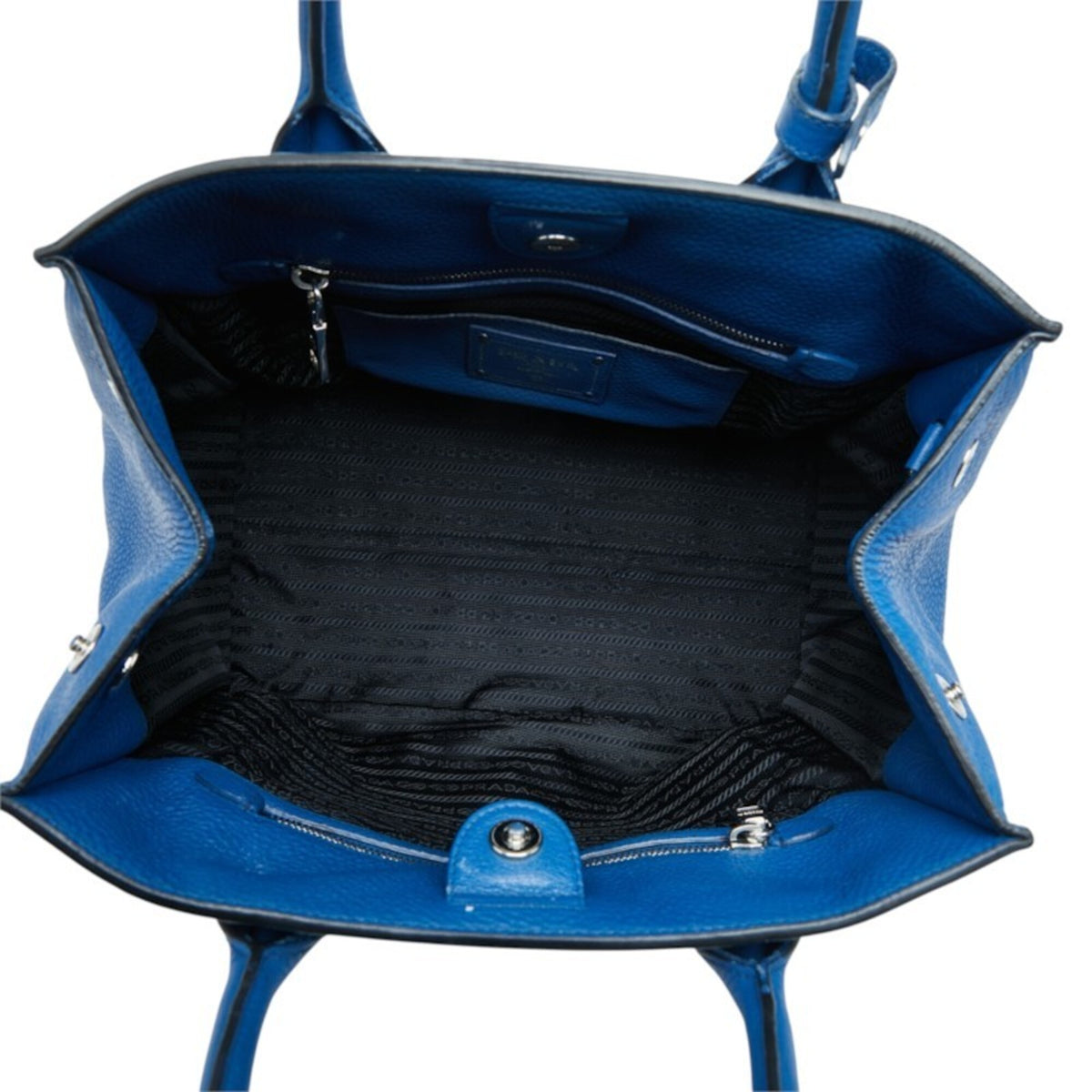 Prada Blue Leather Handbag Tote Bag (Pre-Owned)
