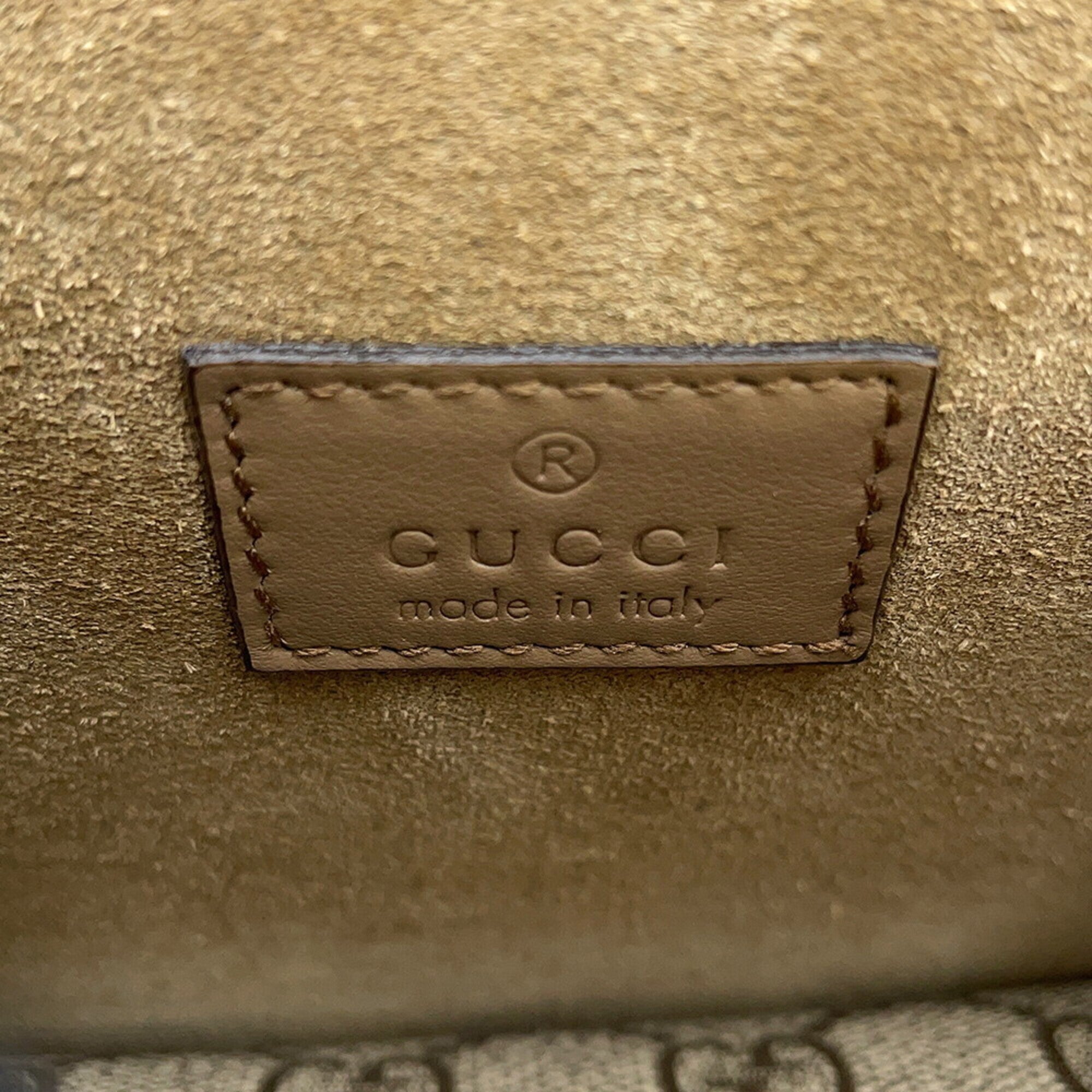 Gucci Beige Gg Supreme Suede Handbag Shoulder Bag (Pre-Owned)