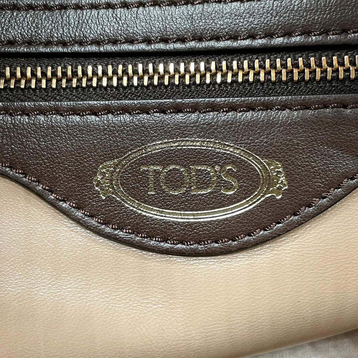 Tod's Beige Brown Pink Leather Handbag Shoulder Bag (Pre-Owned)