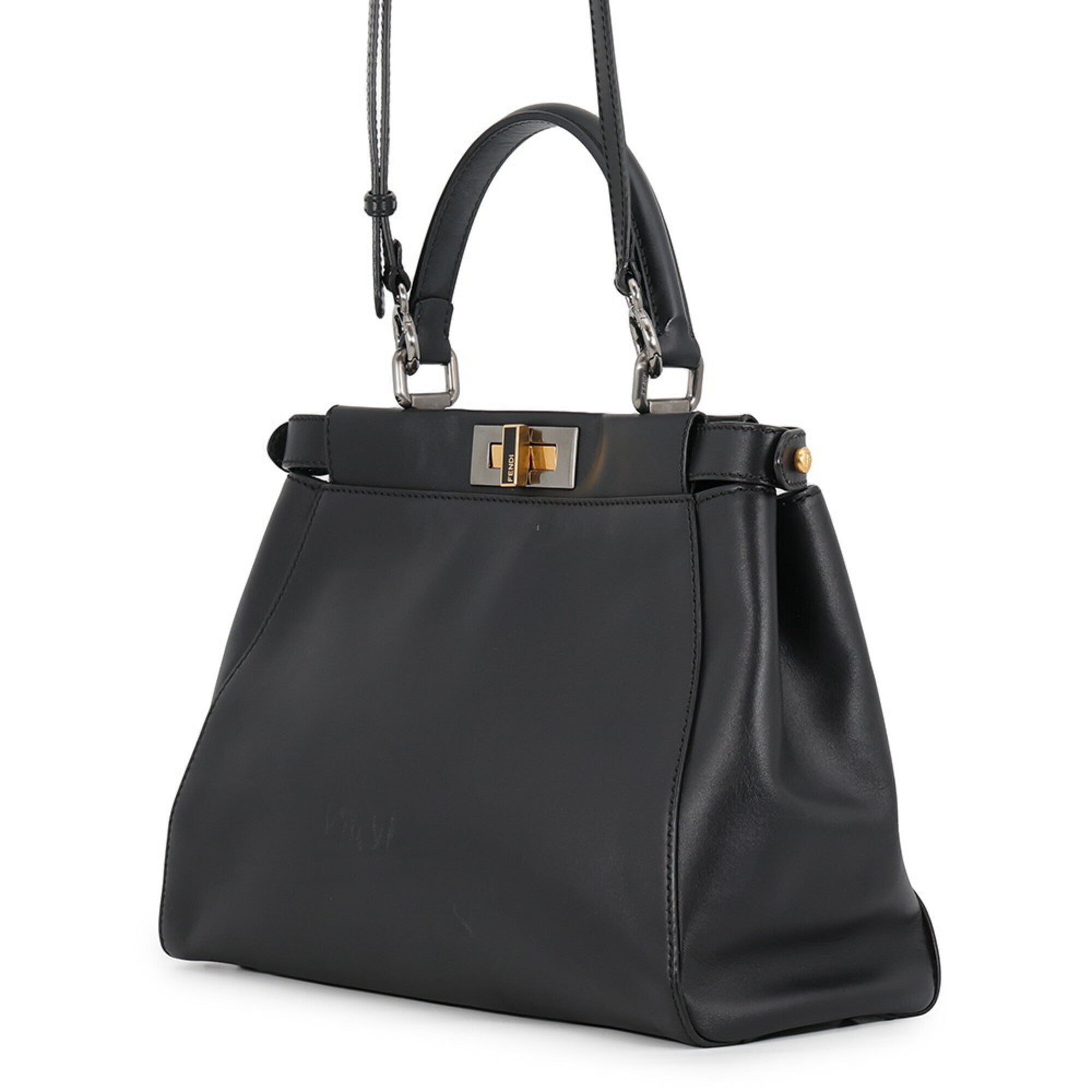 Fendi Peekaboo Black Leather Handbag Shoulder Bag (Pre-Owned)