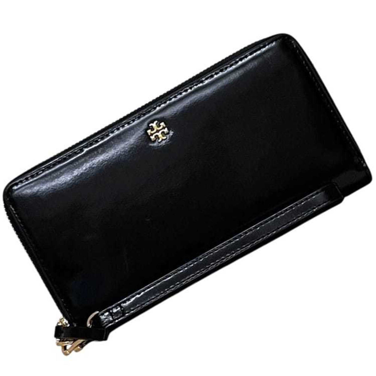 Tory Burch Black Patent Leather Long Wallet (Bi-Fold) (Pre-Owned)