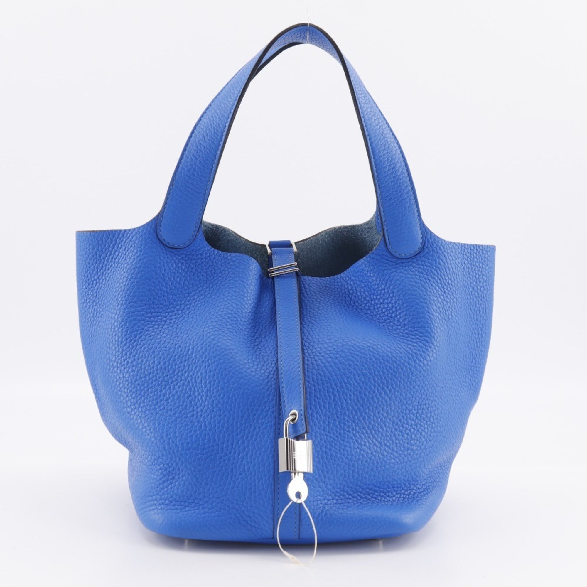 Hermes Picotin Blue Hydra Taurillon Clemence Leather Handbag (Pre-Owned)