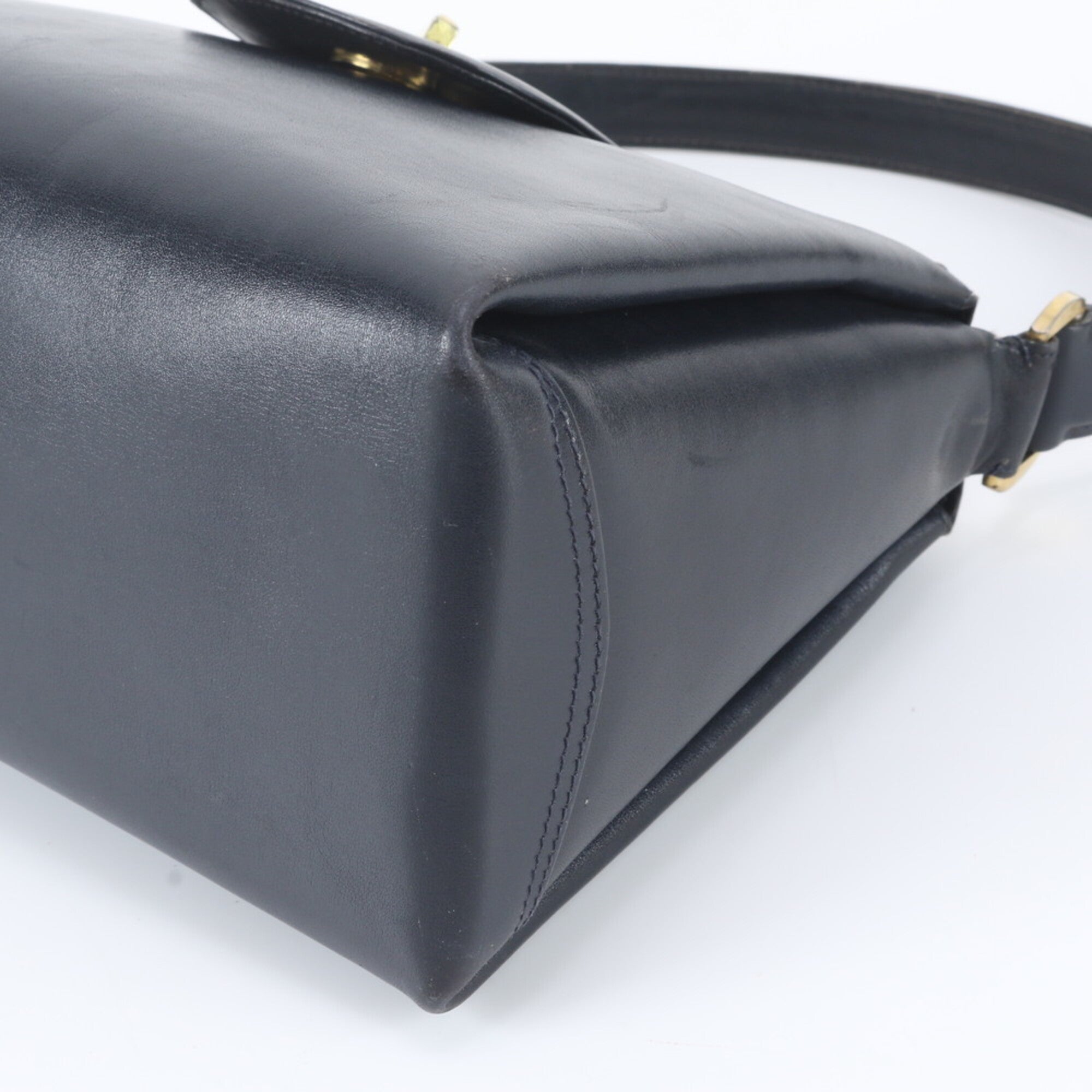Gucci Dark Navy Navy Leather Handbag Shoulder Bag (Pre-Owned)