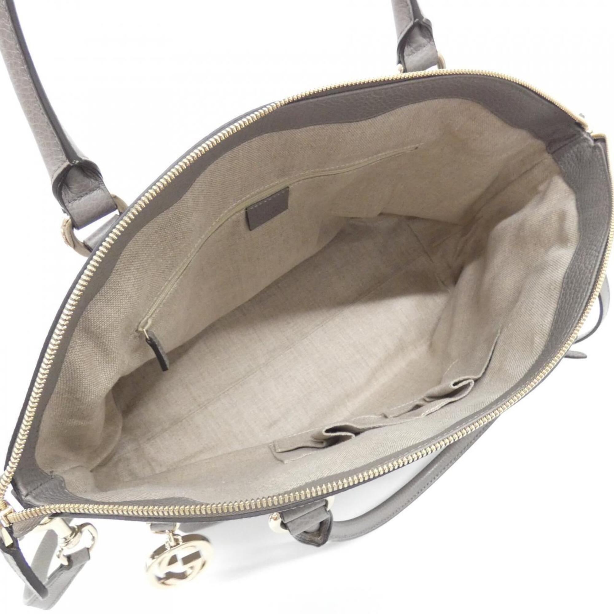 Gucci Gray Leather Handbag (Pre-Owned)