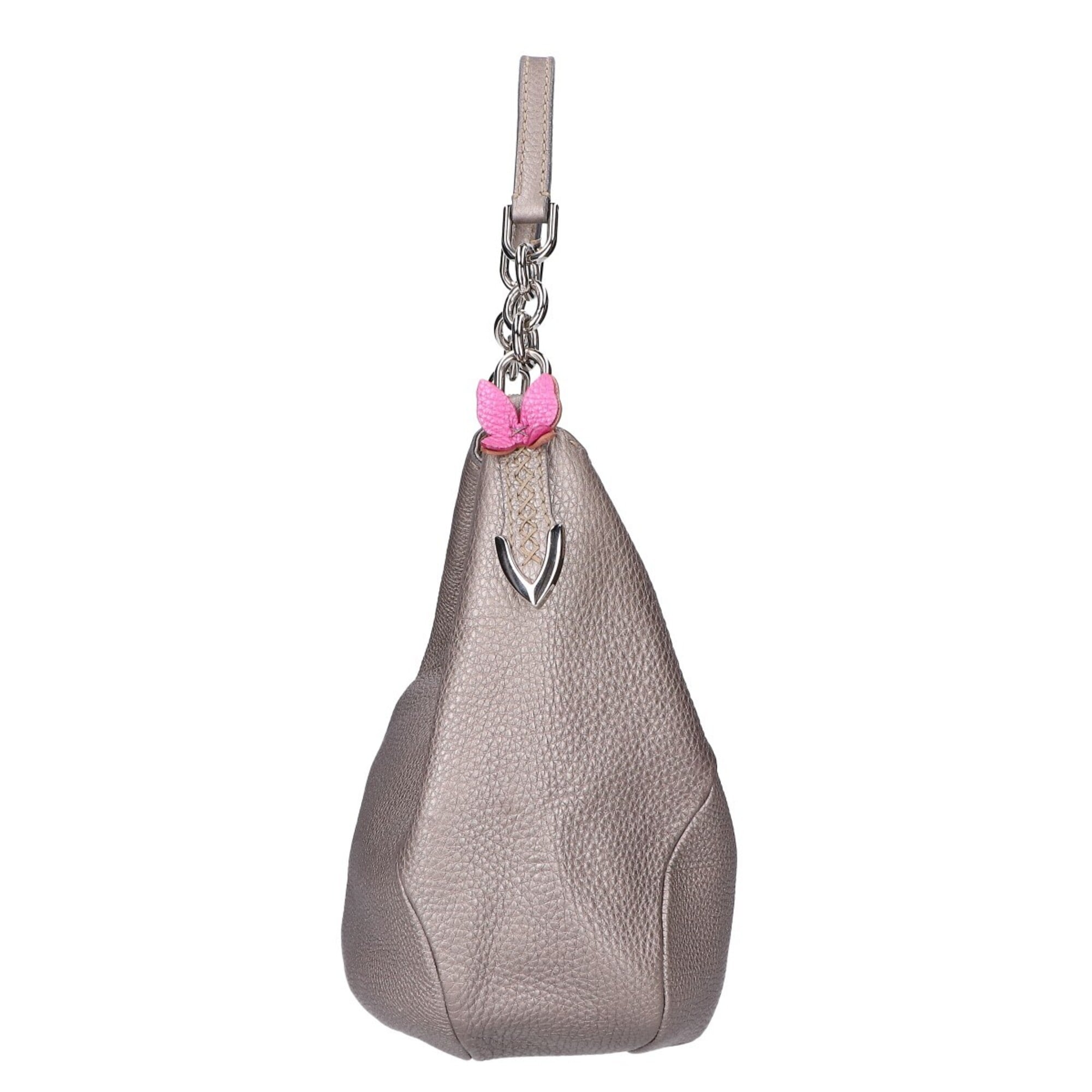 Fendi Gray Silver Leather Shoulder Bag (Pre-Owned)
