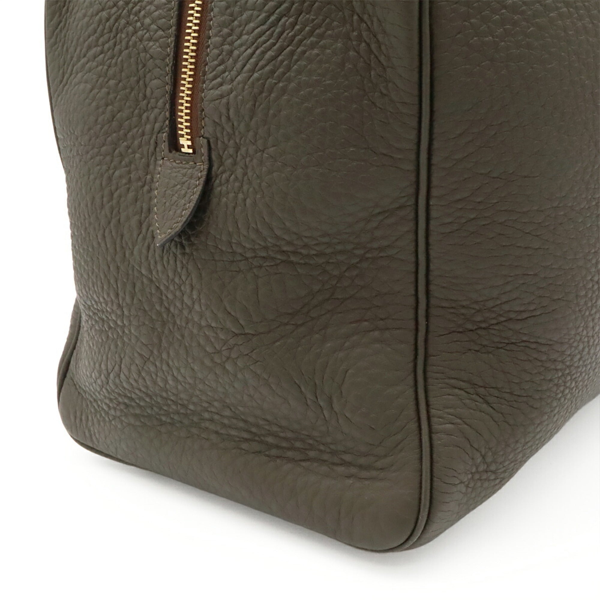 Hermes Olive Taurillon Clemence Leather Boston Bag (Pre-Owned)