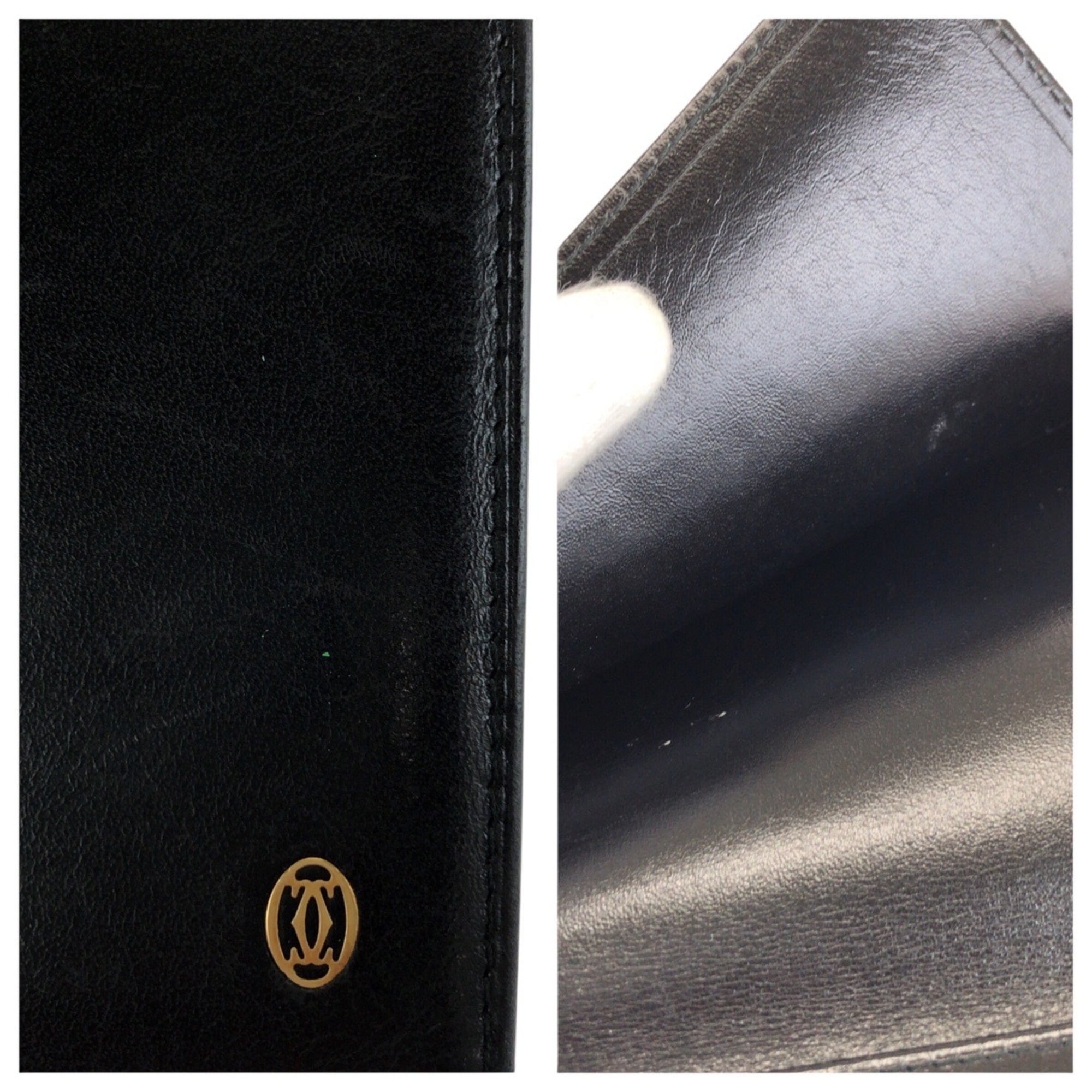 Cartier Black Leather Long Wallet (Bi-Fold) (Pre-Owned)