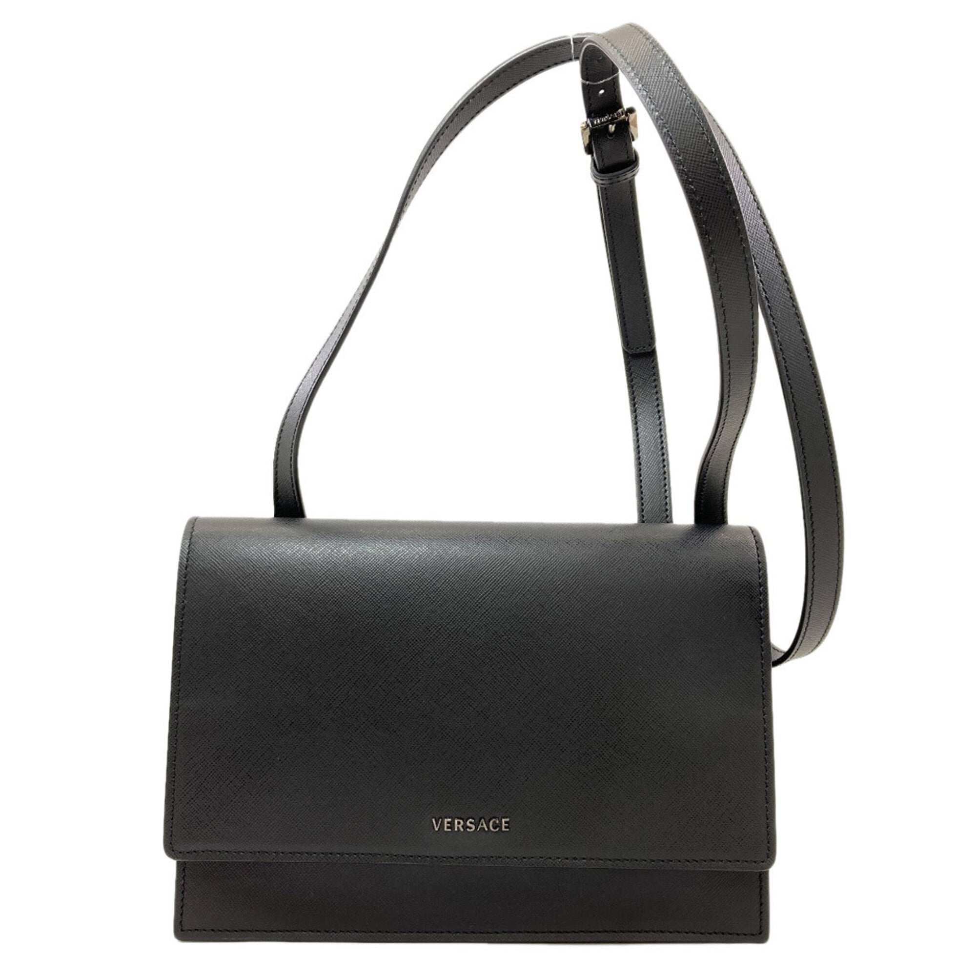 Versace Black Leather Shoulder Bag (Pre-Owned)
