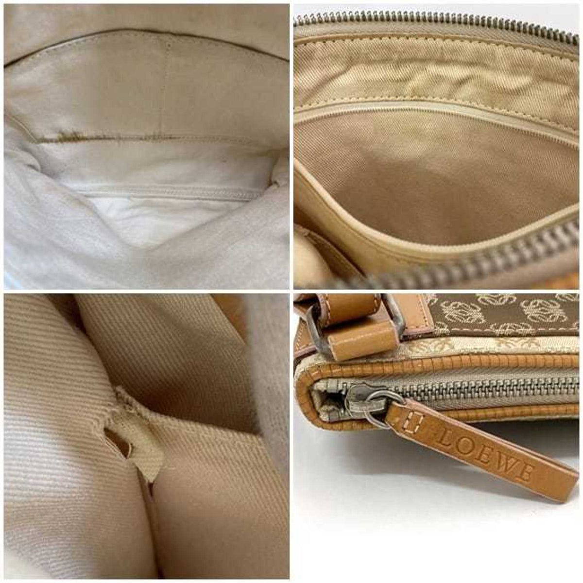 Loewe Beige Orange Canvas Leather Shoulder Bag (Pre-Owned)