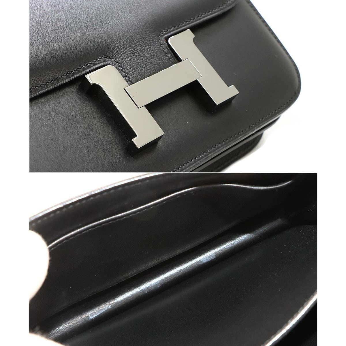 Hermes Constance Black Box Calf Leather Handbag Shoulder Bag (Pre-Owned)