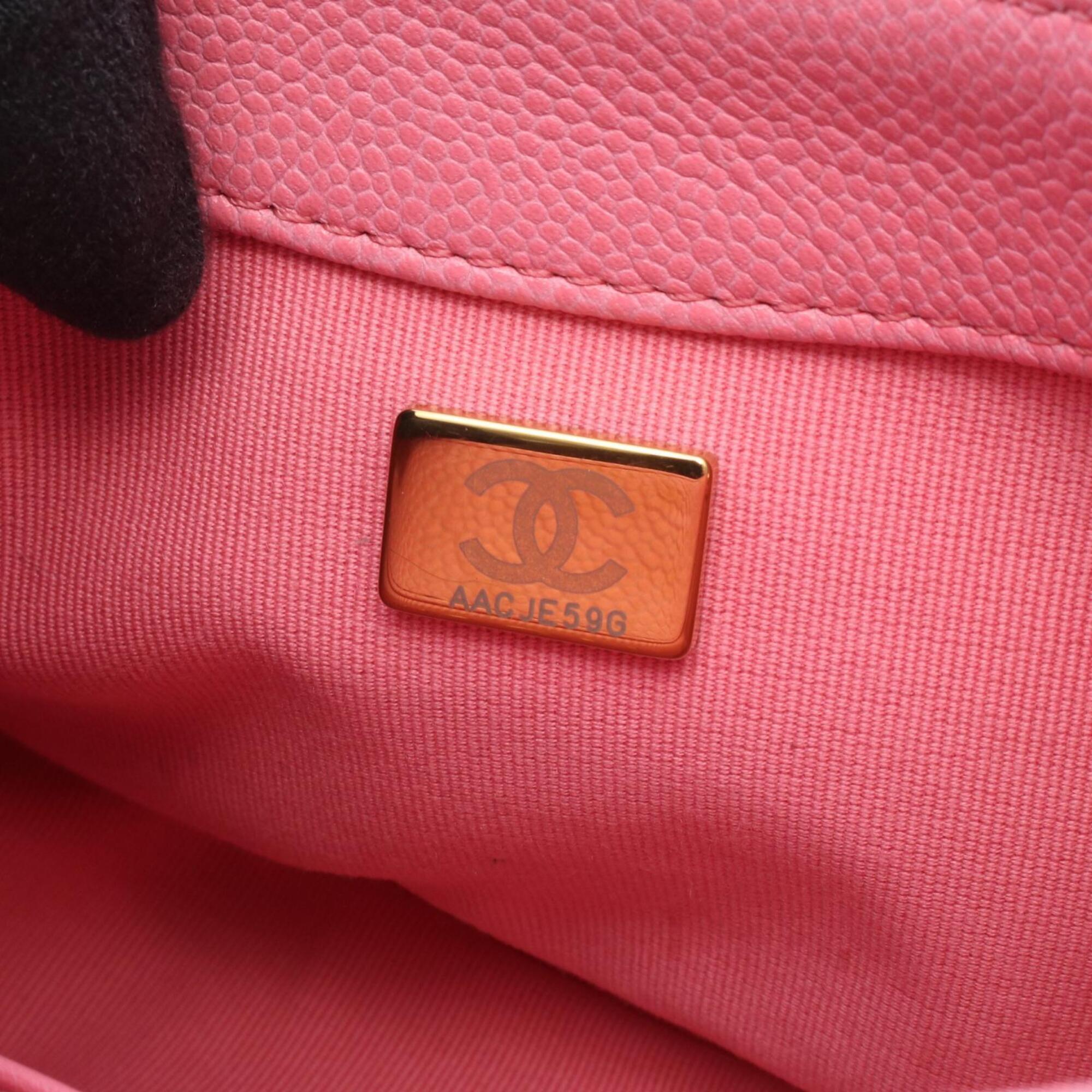 Chanel Pink Grained Calfskin Handbag Shoulder Bag (Pre-Owned)