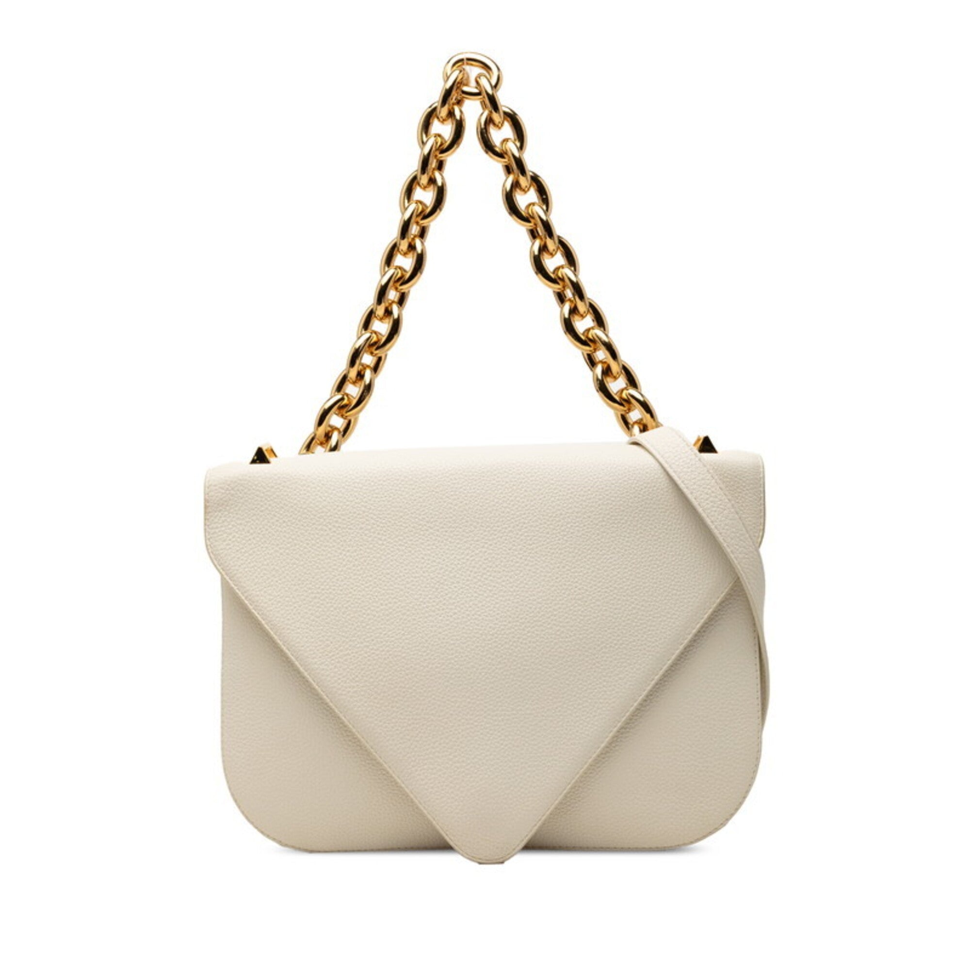 Bottega Veneta White Leather Handbag Shoulder Bag (Pre-Owned)