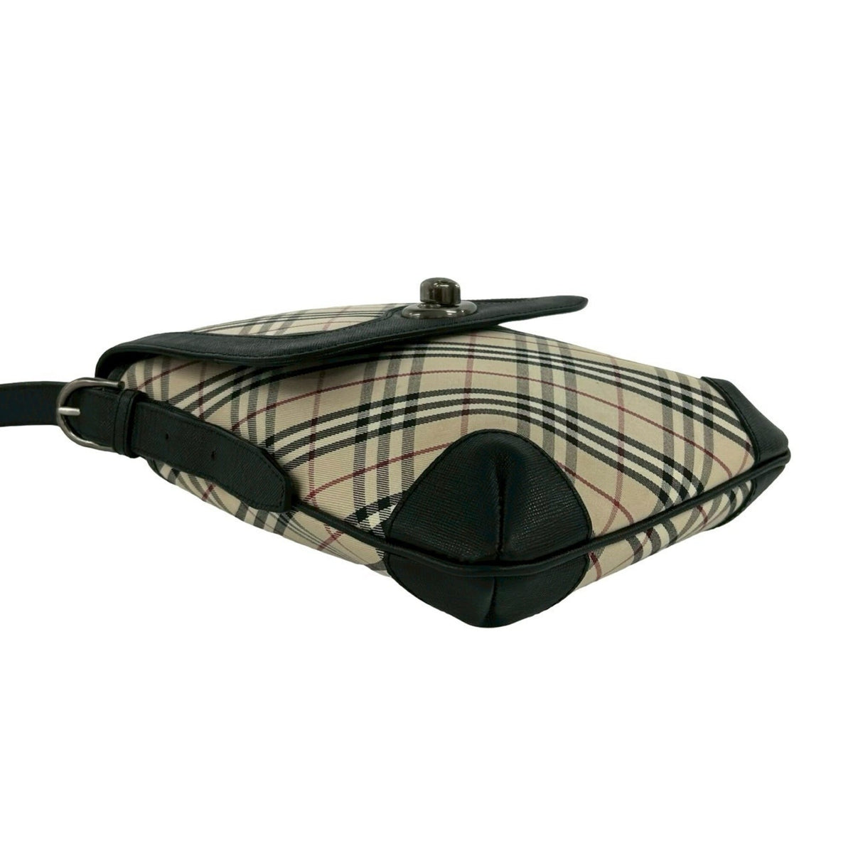 Burberry Beige Black Canvas Leather Shoulder Bag (Pre-Owned)