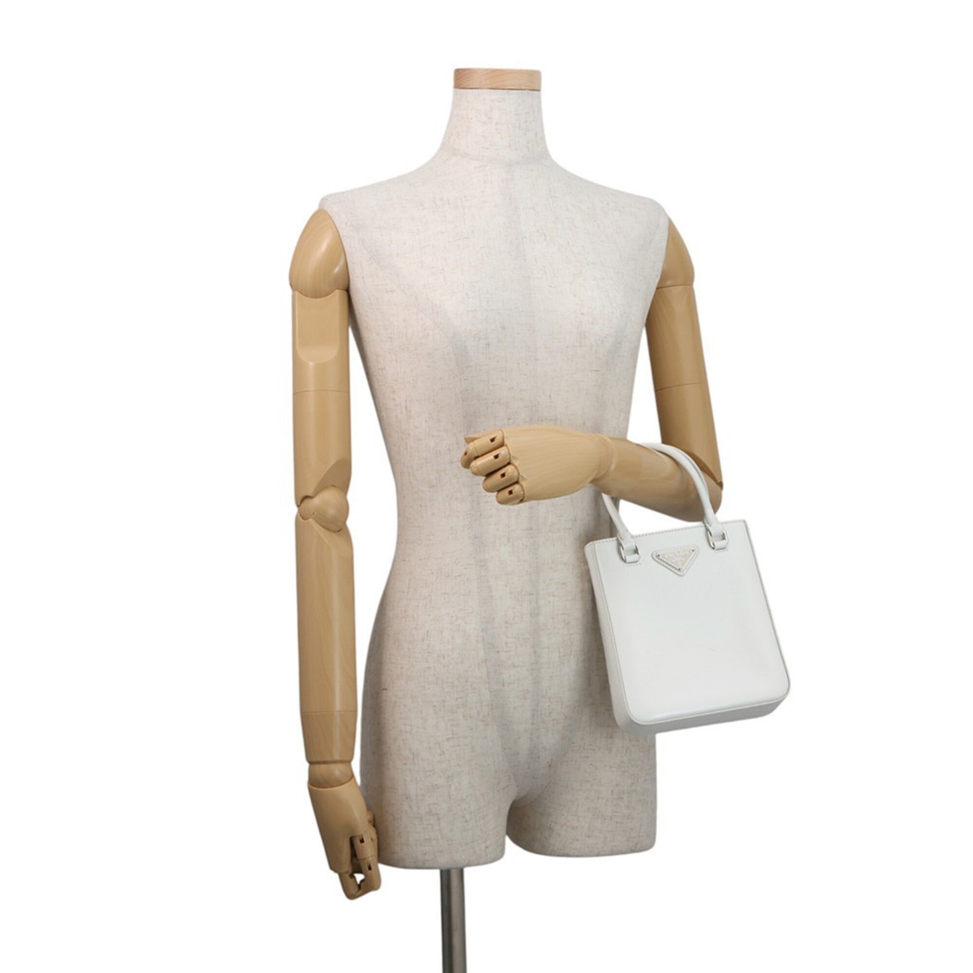 Prada White Leather Handbag Shoulder Bag (Pre-Owned)