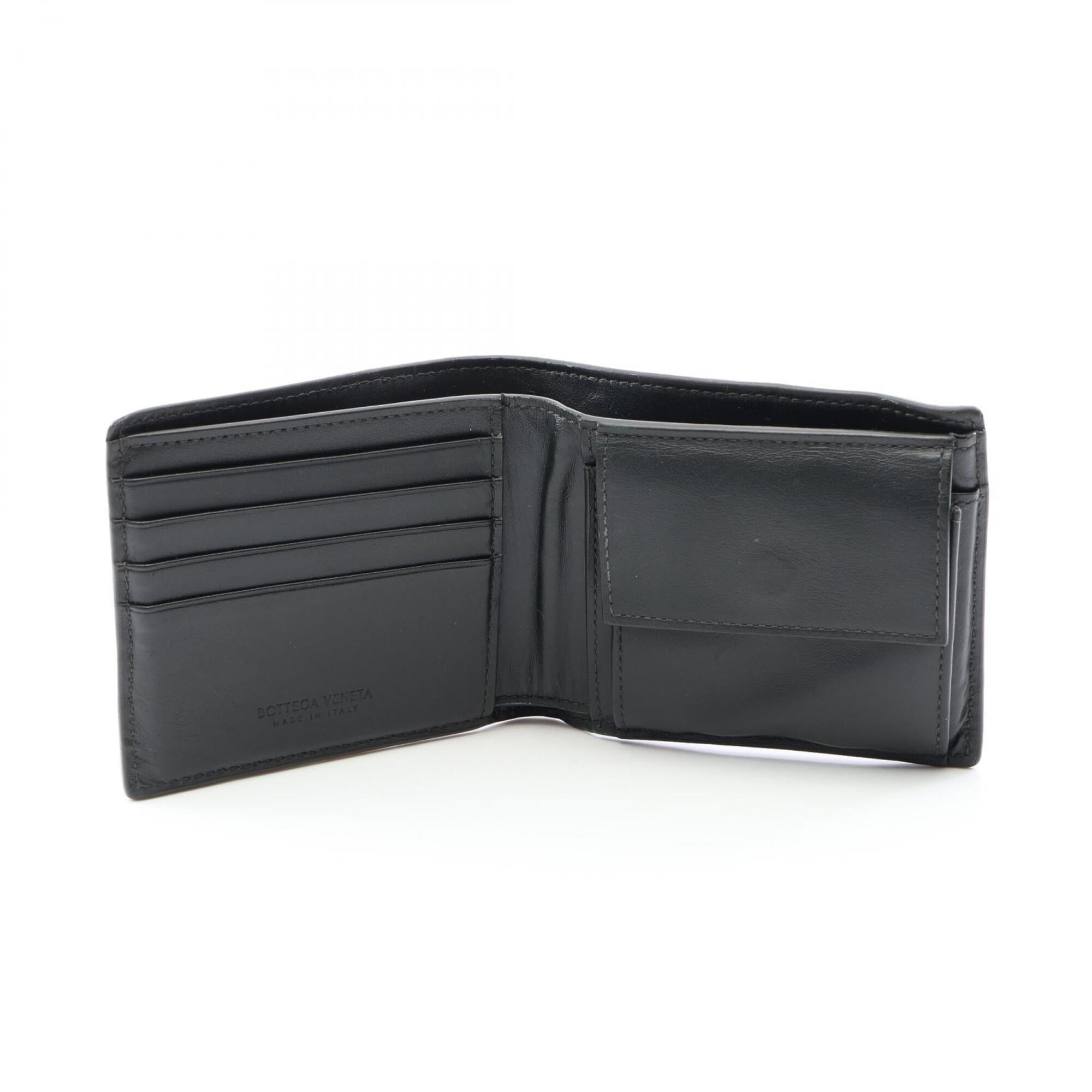 Bottega Veneta Intrecciato Black Leather Wallet (Bi-Fold) (Pre-Owned)
