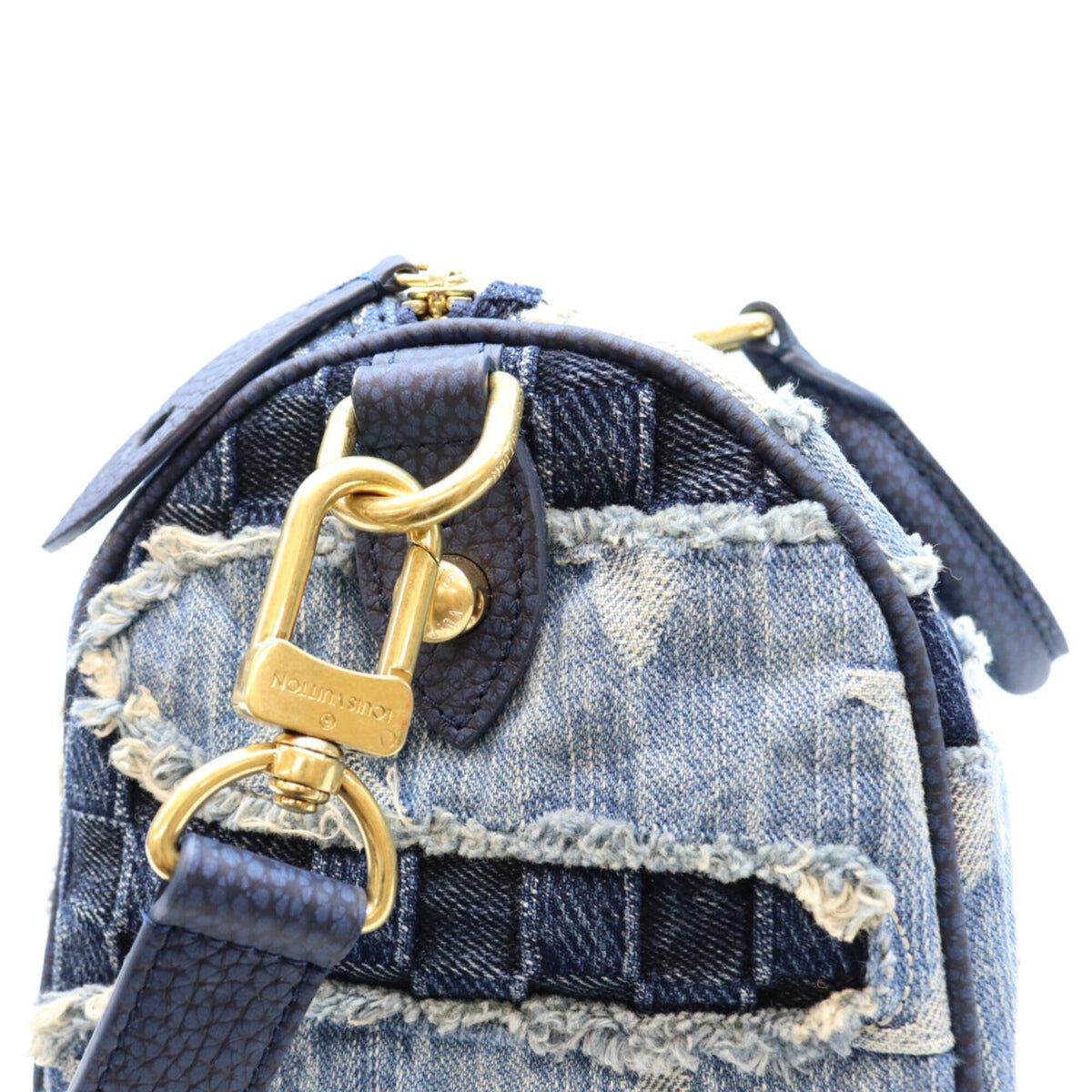 Louis Vuitton Gold Monogram Denim Boston Bag Shoulder Bag (Pre-Owned)