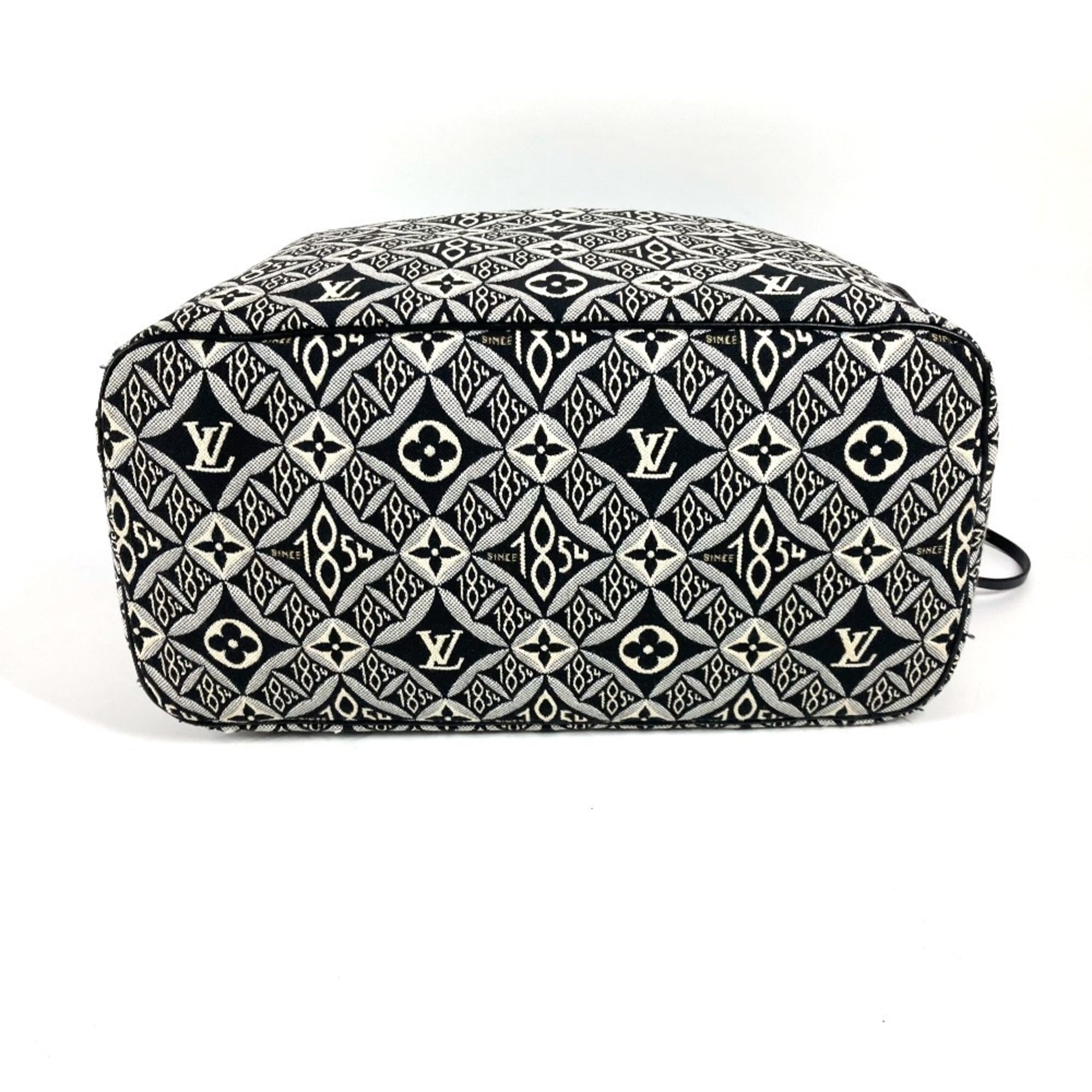 Louis Vuitton Black White Jacquard Leather Shoulder Bag Tote Bag (Pre-Owned)
