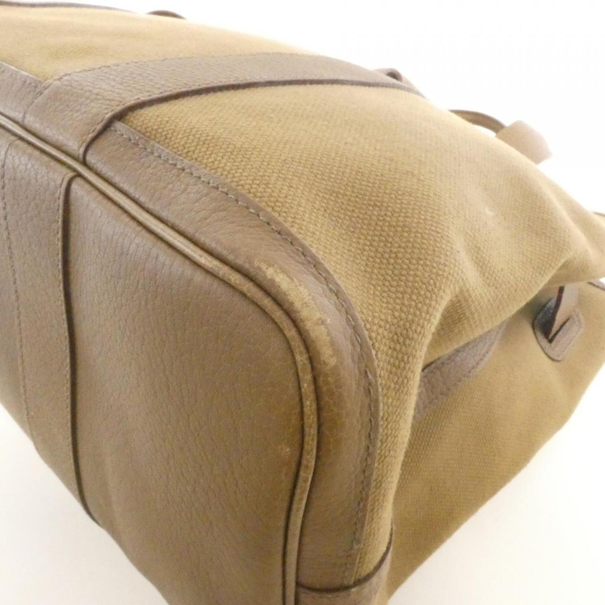 Hermes Khaki Canvas Handbag (Pre-Owned)
