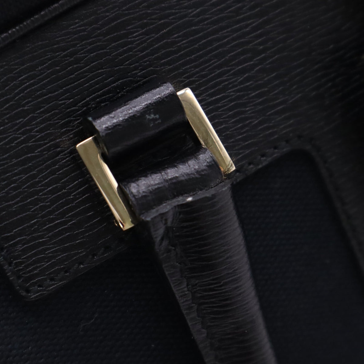 Gucci Black Navy Canvas Leather Handbag (Pre-Owned)