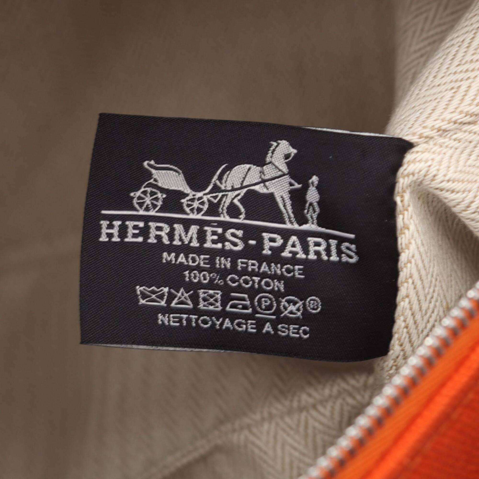 Hermes Bordeaux Feu Orange Canvas Handbag (Pre-Owned)