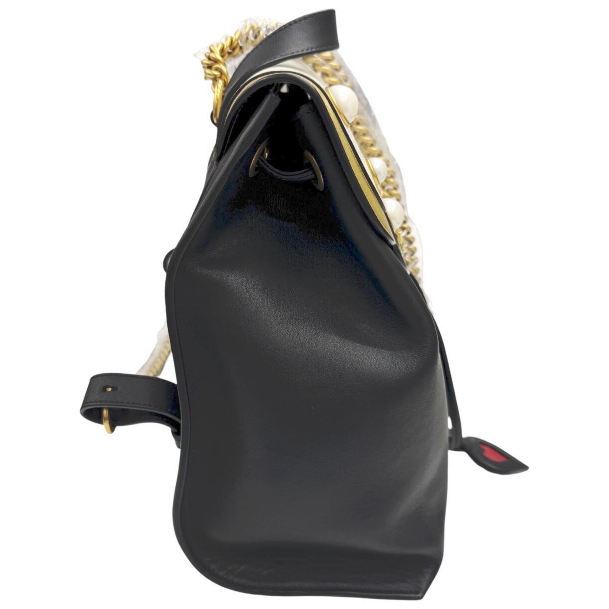 Gucci Black Gold White Leather Metal Backpack (Pre-Owned)
