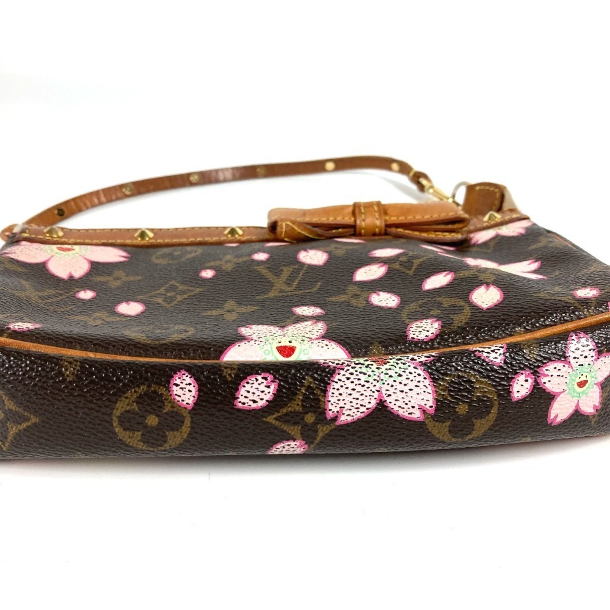 Louis Vuitton Brown Pink Monogram Cherry Blossom Handbag Pouch Shoulder Bag (Pre-Owned)