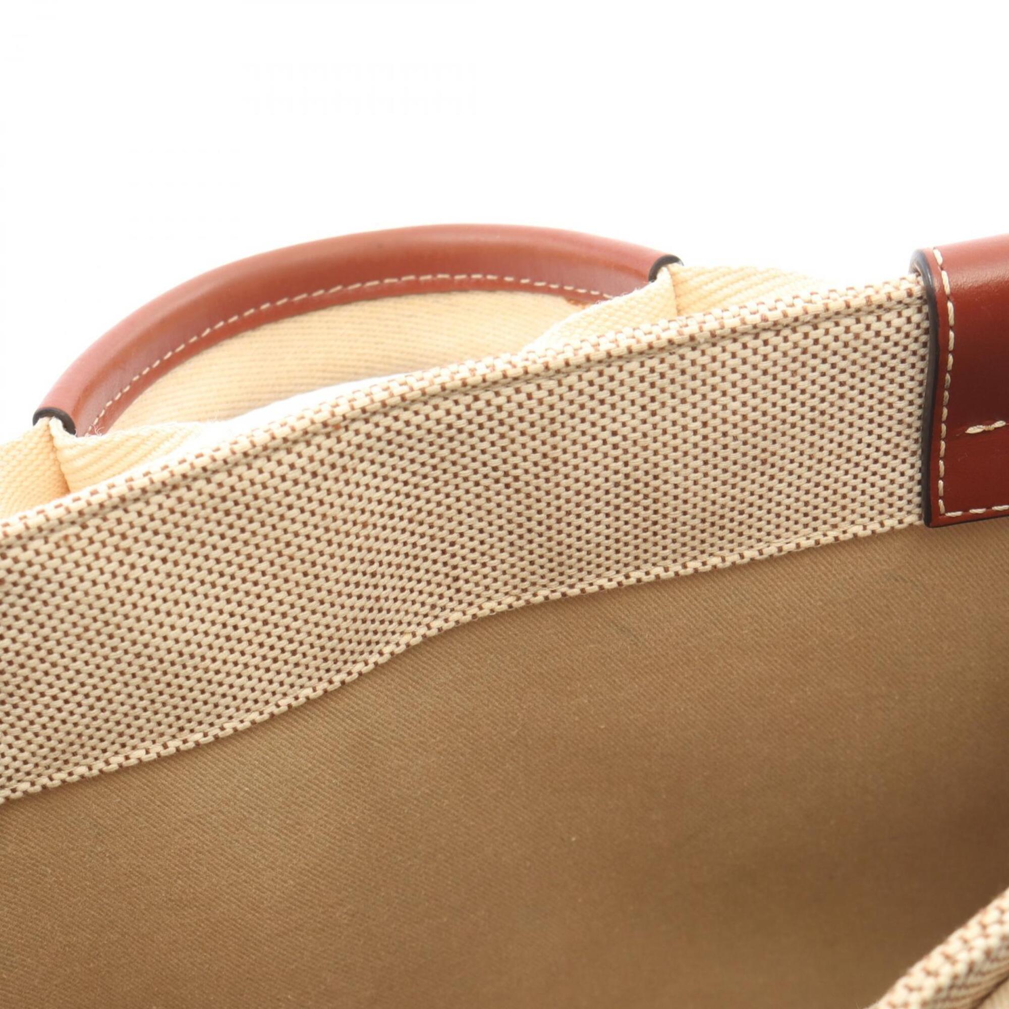 Chloé Beige Brown Canvas Leather Handbag (Pre-Owned)
